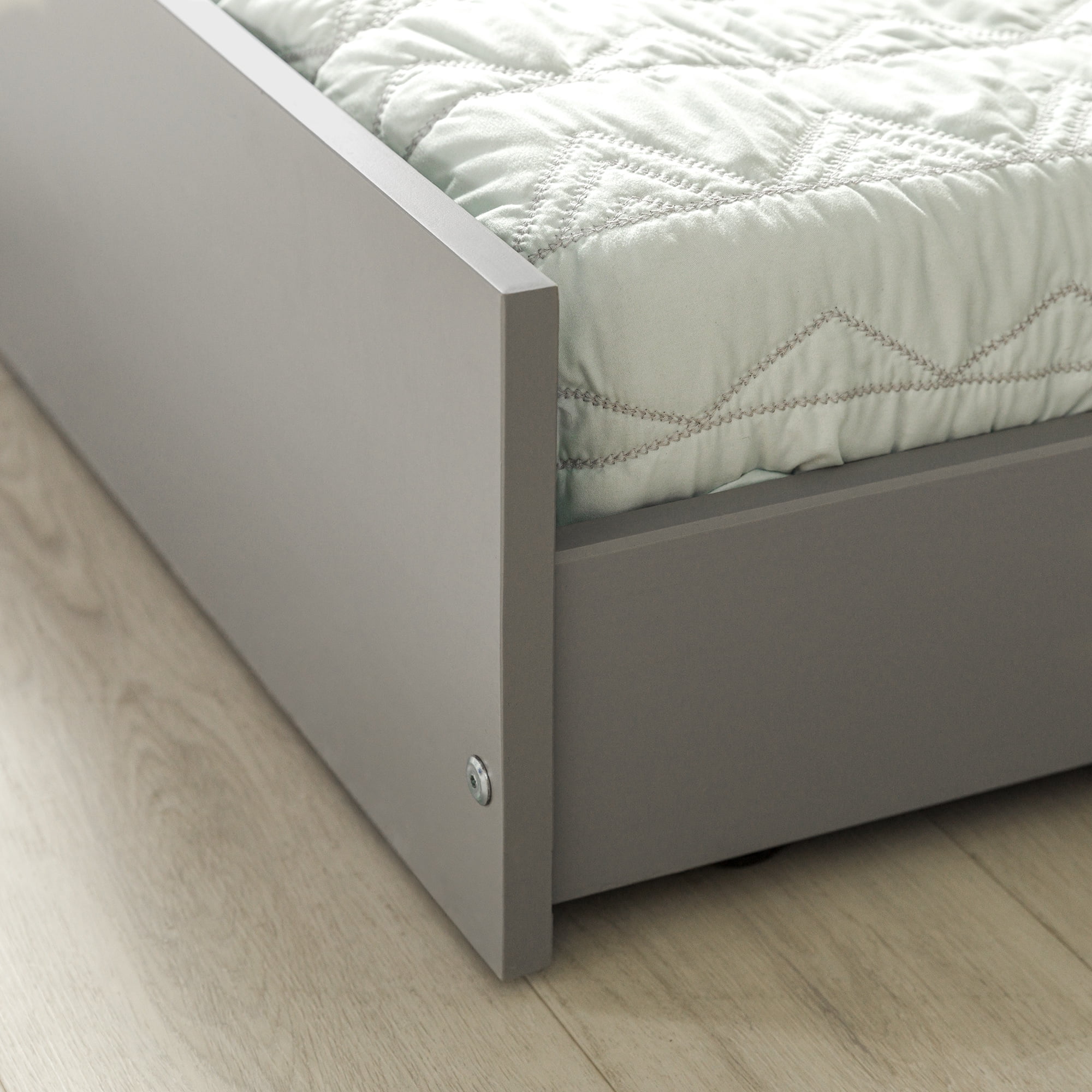Walker Edison Solid Wood Junior Twin Trundle Bed, Grey - Image 4