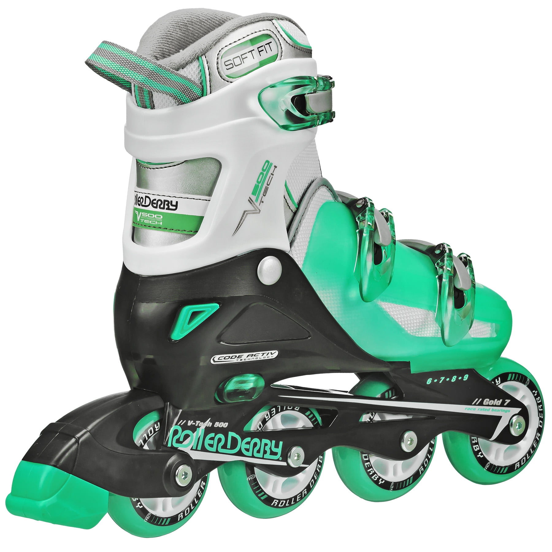 Roller Derby V-Tech 500 Women's Inline Skate with Adjustable Sizing, Mint - Image 3