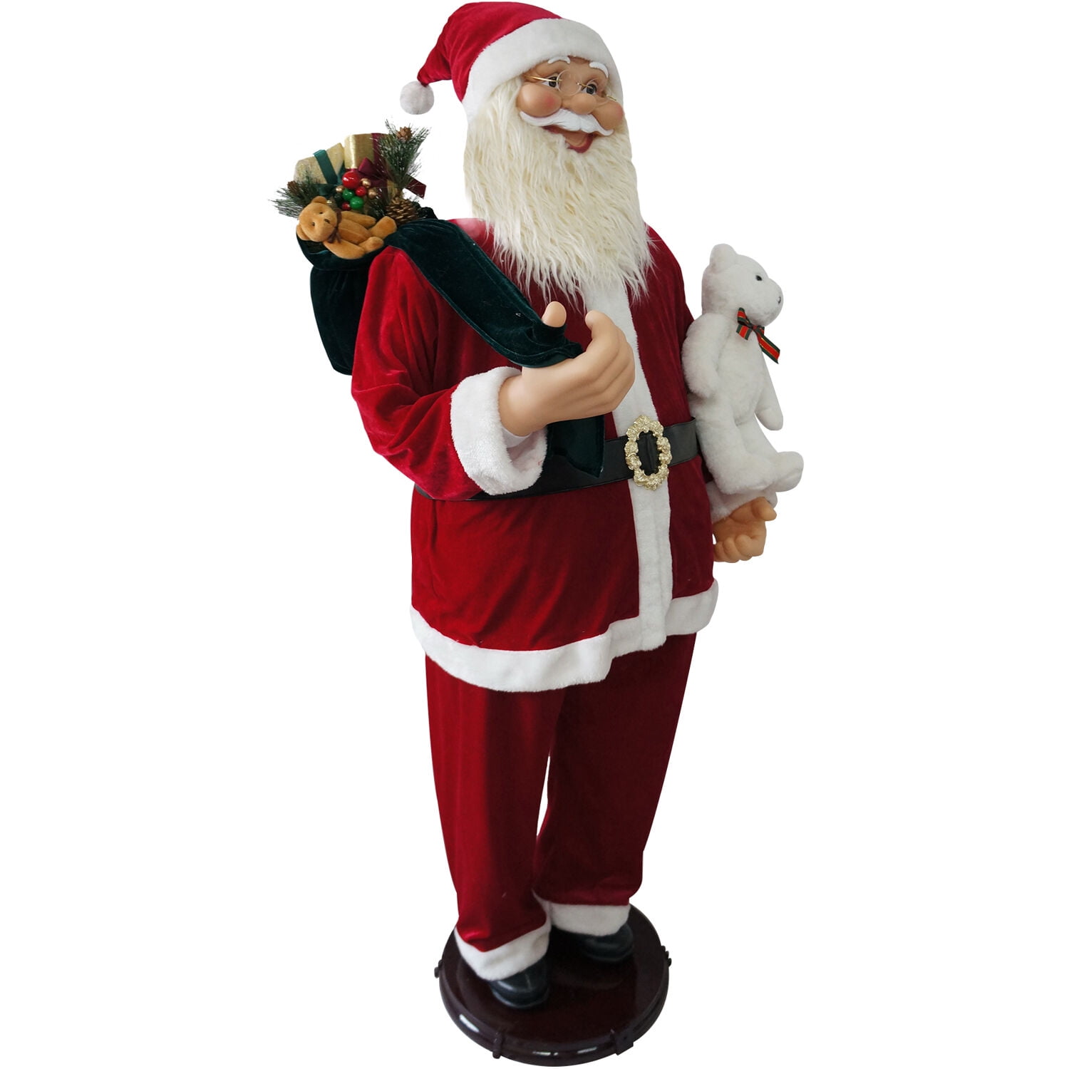 Fraser Hill Farm 4.8 ft Life-Size Dancing Santa Claus with Teddy Bear and Toy Sack Animatronic Figurine, FASC058D-14RED - Image 15
