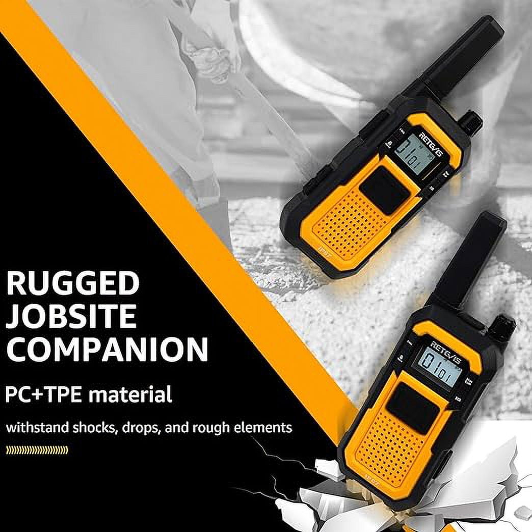 RB48 Heavy Duty Walkie Talkies, Waterproof Two Way Radio, Advanced Triple Proof, 2000 mAh, Emergency, 2 Way Radio Long Range for Job Site (4 Pack) Yellow - Image 7