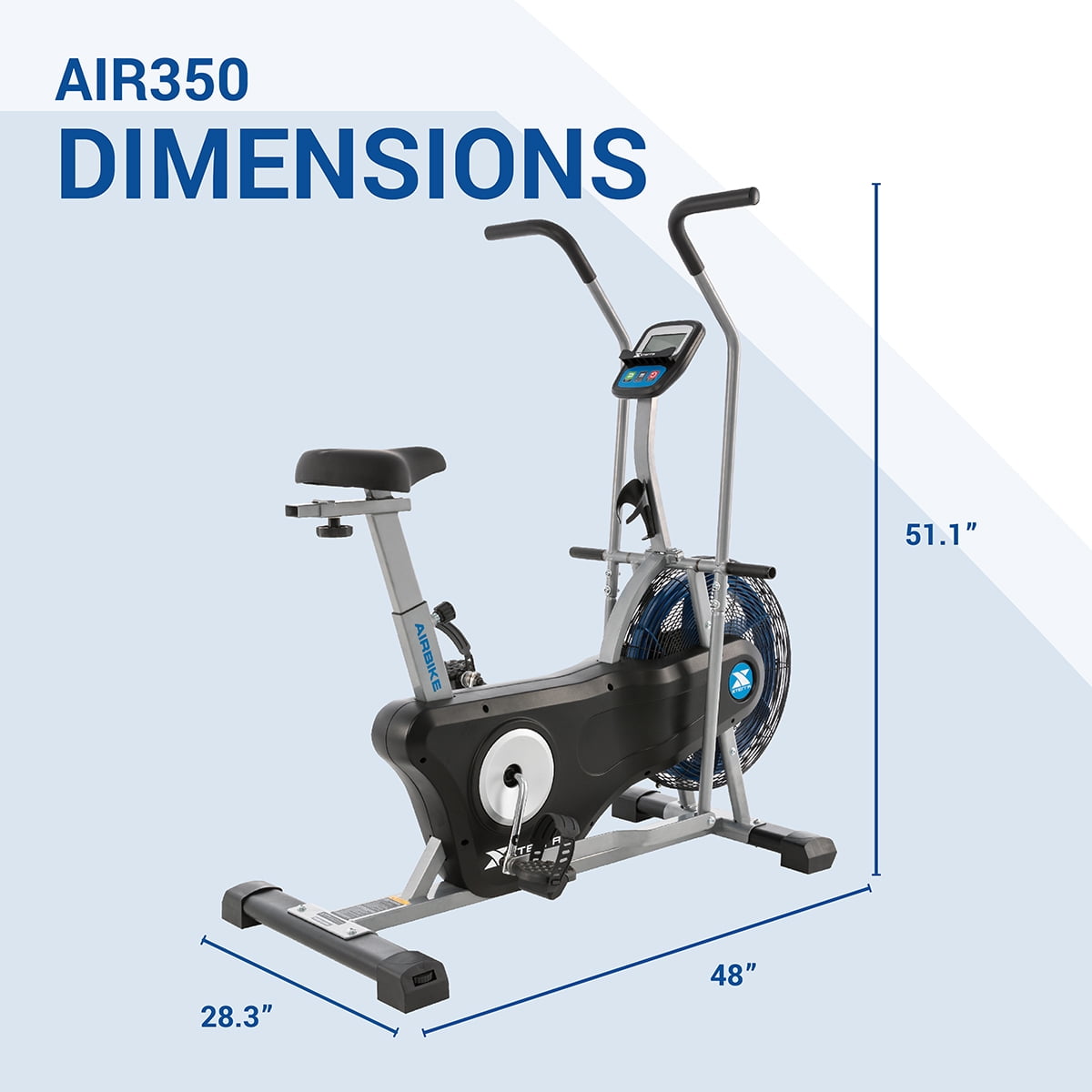 XTERRA Fitness AIR350 Low Impact Full Body Workout Exercise Bike with Wind Resistance and LCD Display - Image 7