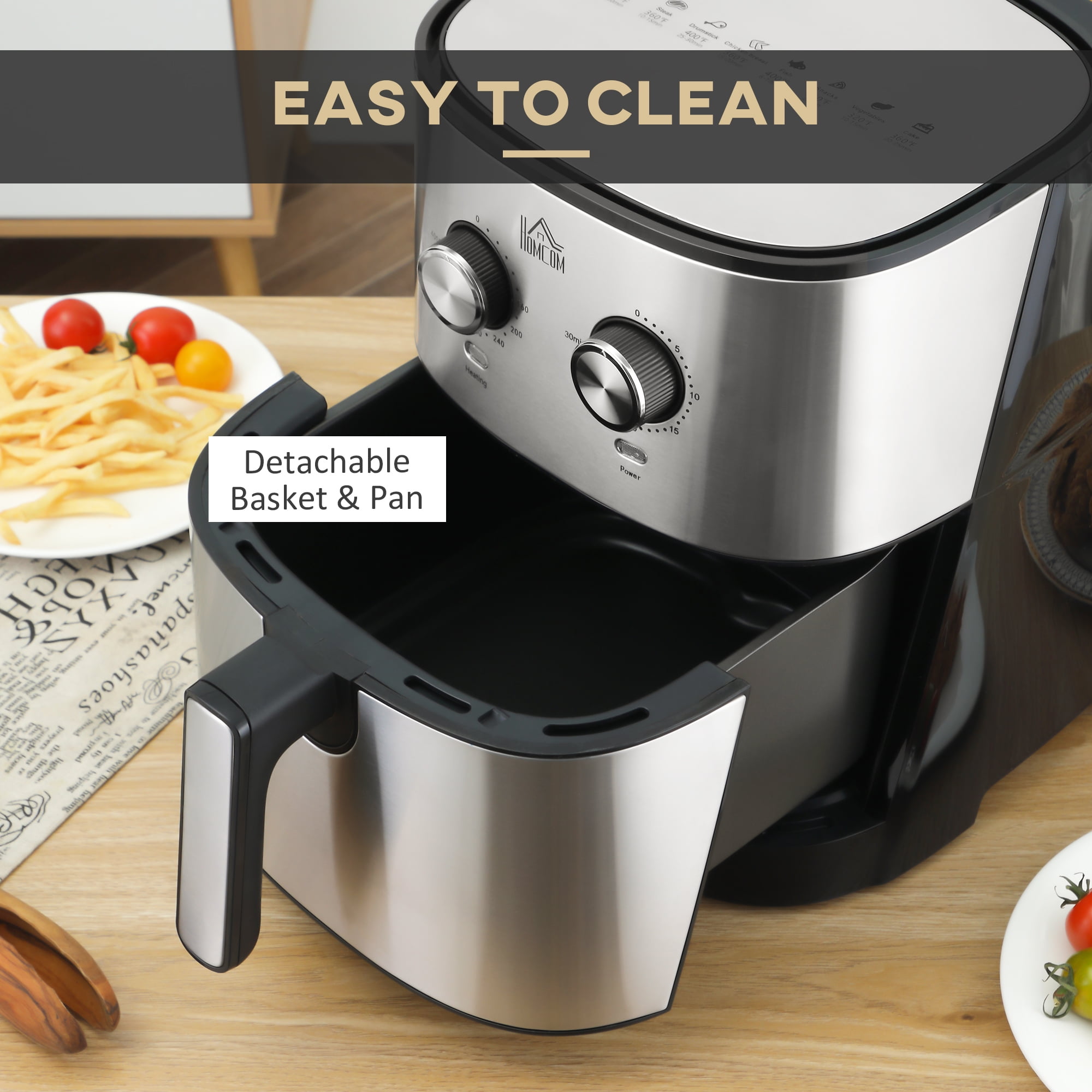 6.9QT Air Fryer, 8-in-1 Air Fryer Oven, 85% Less Oil Cooking, 170°F-400°F Adjustable Temp, 30-Min Timer, Nonstick & Dishwasher Safe Basket, Compact for Family Use - Image 6