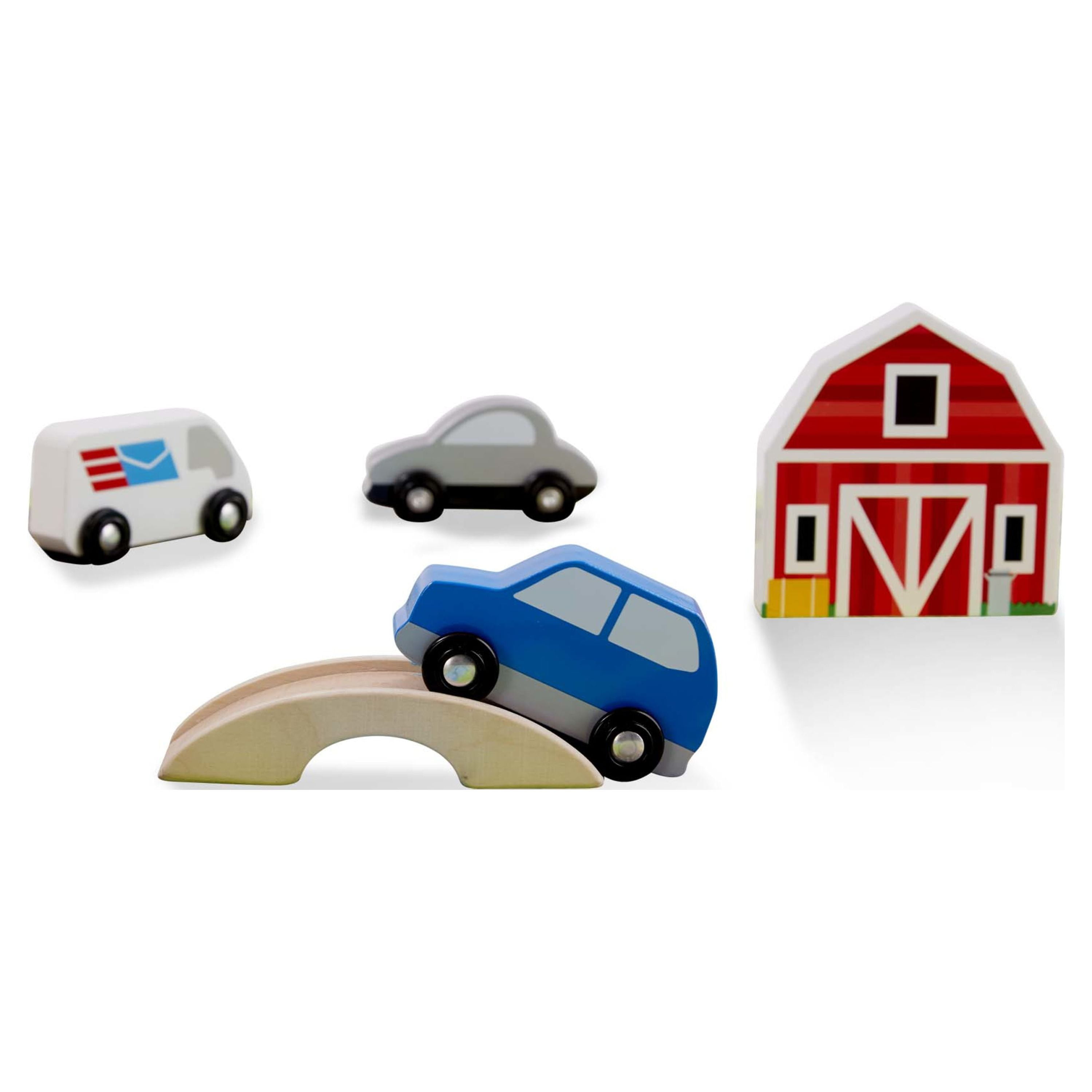 Melissa & Doug Deluxe Activity Road Rug Play Set with 49 Wooden Vehicles and Play Pieces - Image 5