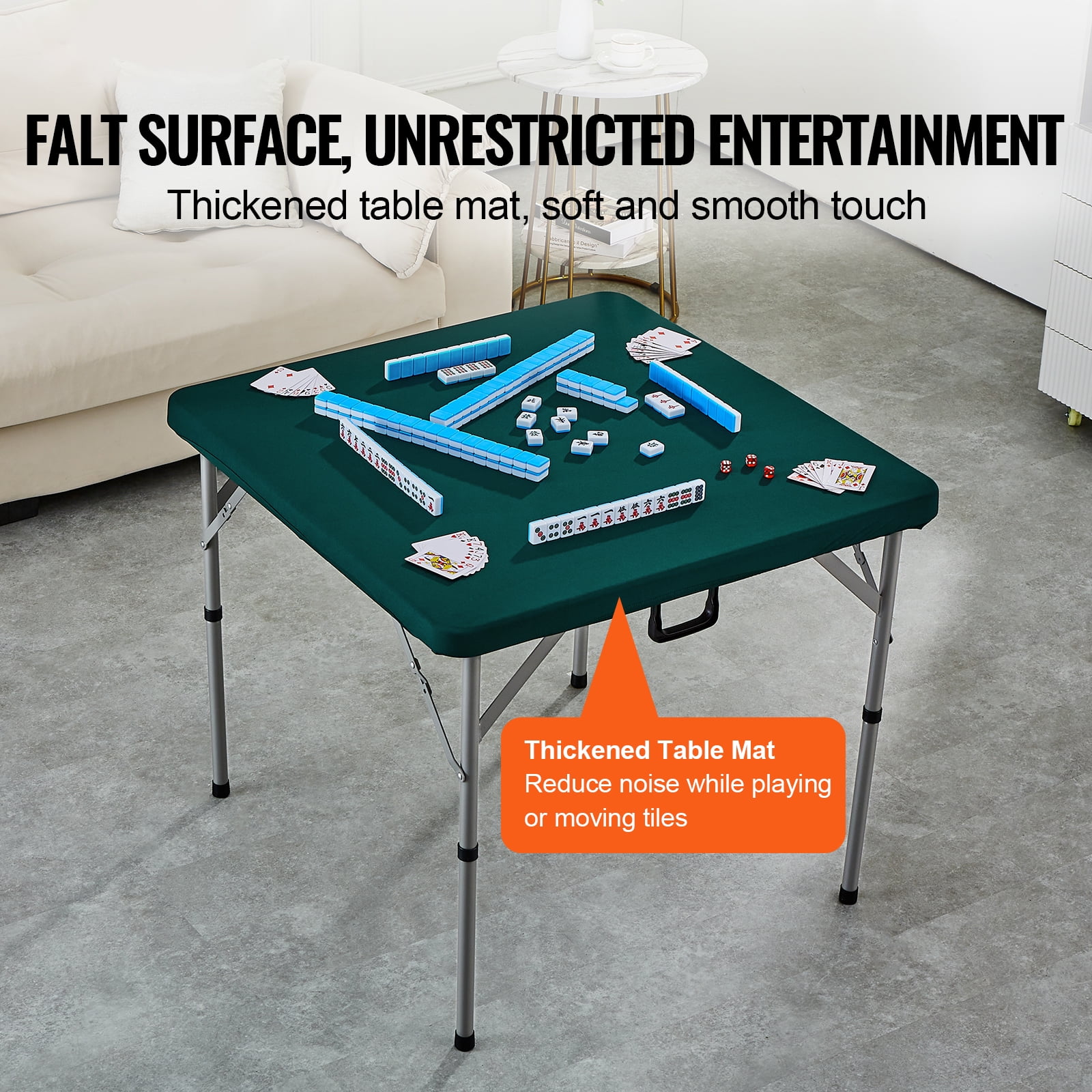 SKYSHALO Fold-in-Half, Wear-Resistant Tabletop 4 Player Card, Mahjong Table, Green - Image 8