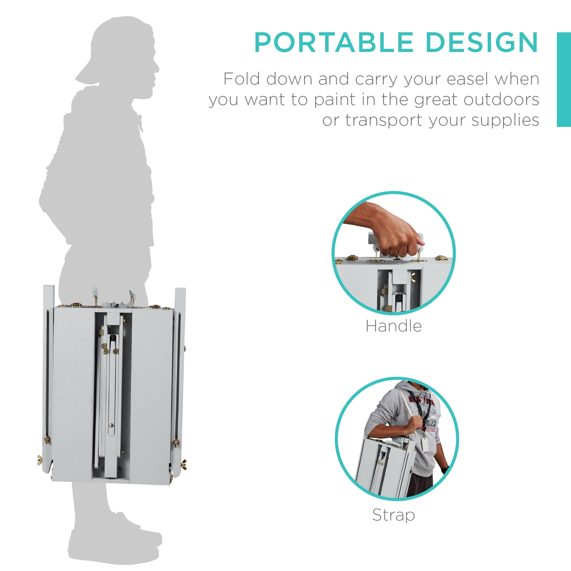 Best Choice Products French Easel, 32pc Beginners Kit Portable Wooden Adjustable Tripod w/ Paint Supplies - Gray - Image 5