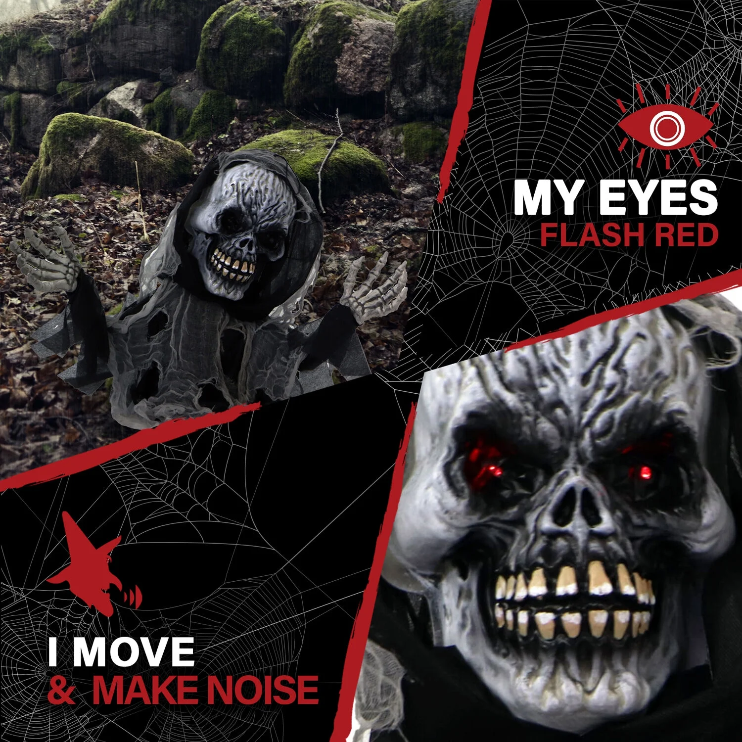 Haunted Hill Farm 27 in. Animatronic Reaper, Indoor/Outdoor Halloween Decoration, Talking, HHFJSKEL-3LSA - Image 3