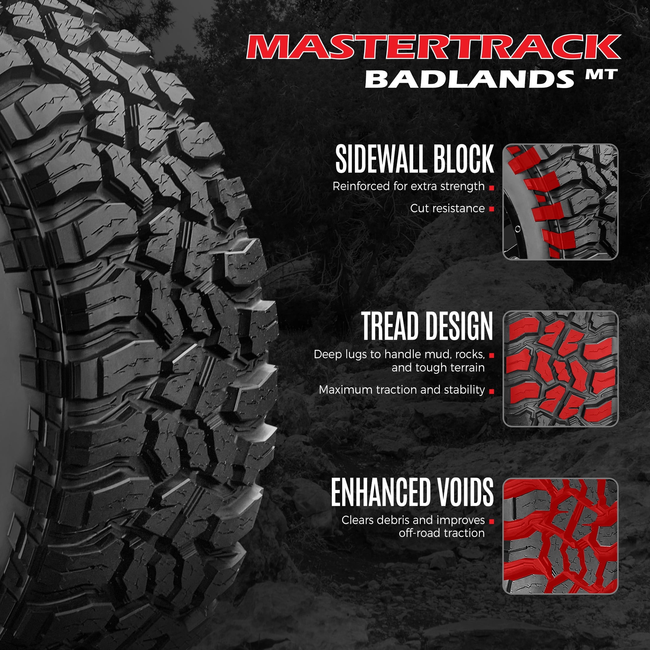Mastertrack BADLANDS MT Mud Terrain LT275/70R18 125Q 10PR E Light Truck Tire 275/70/18(Tire Only) - Image 5