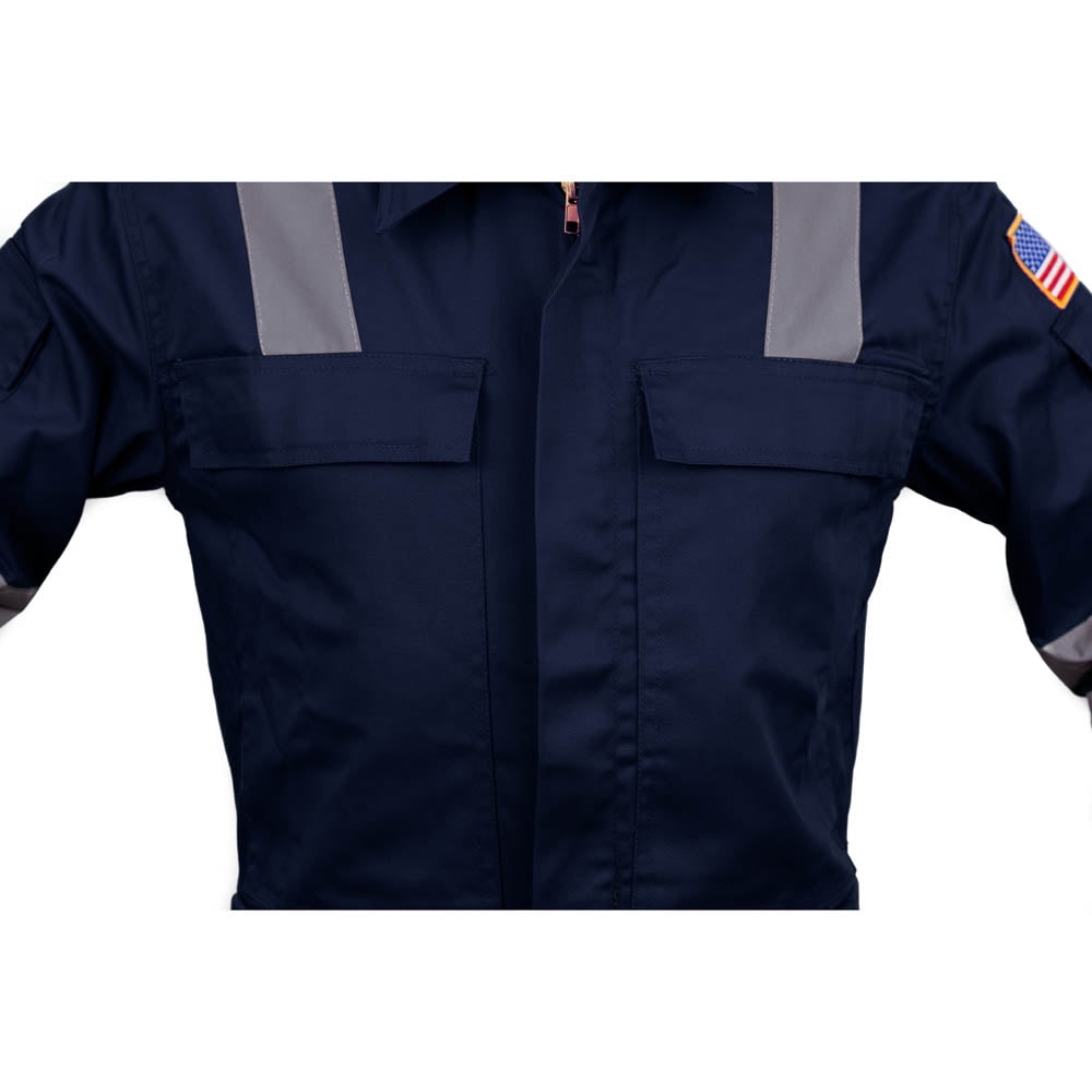 Premium High Visibility Hi Vis Coveralls with Leg Zipper (Small, Navy Blue) - Image 4