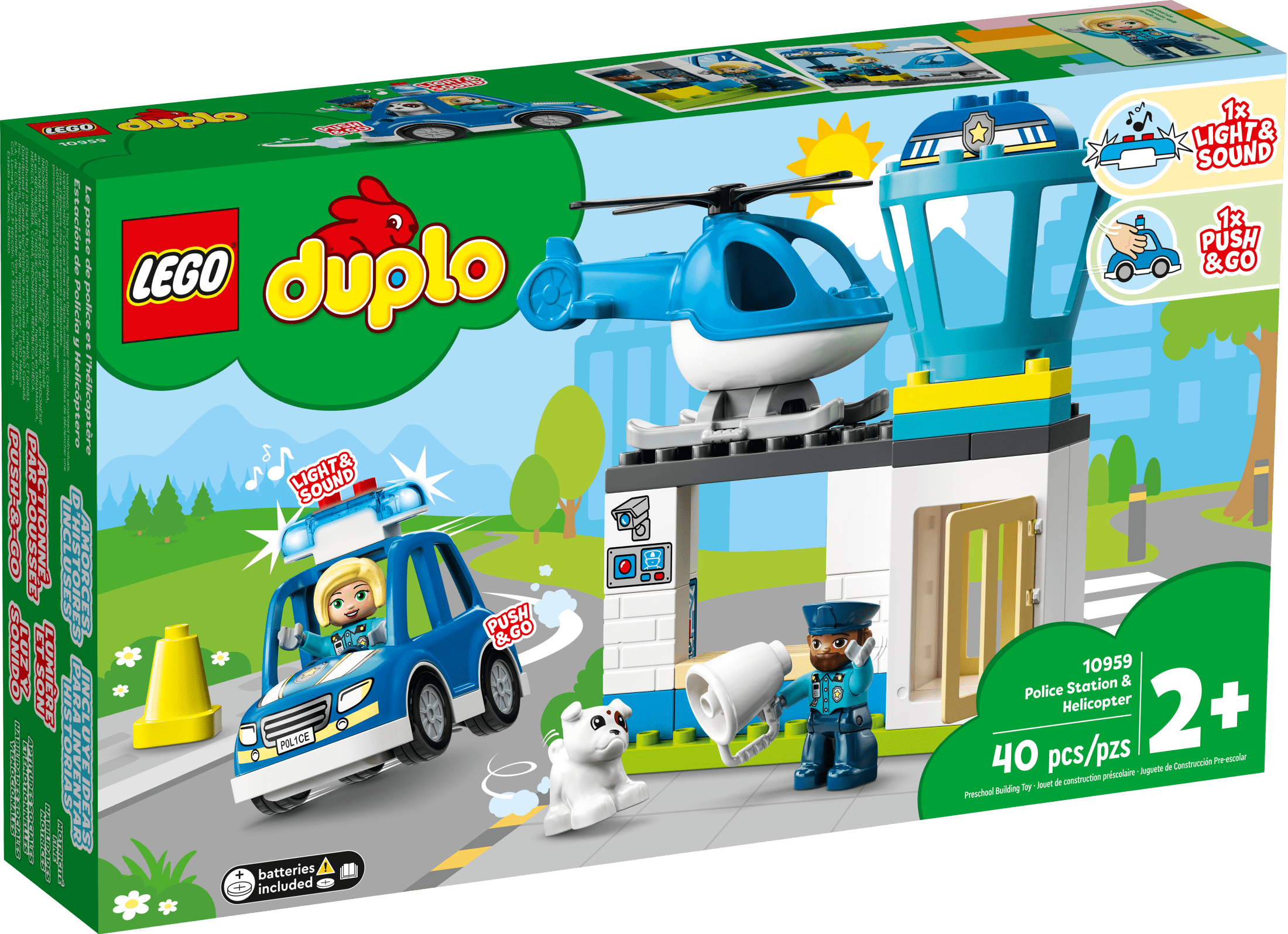 LEGO DUPLO Rescue Police Station 10959 Push & Go Car Toy with Lights and Siren plus Helicopter, Early Learning Toys for Toddlers, Boys & Girls 2 Plus Years Old - Image 6