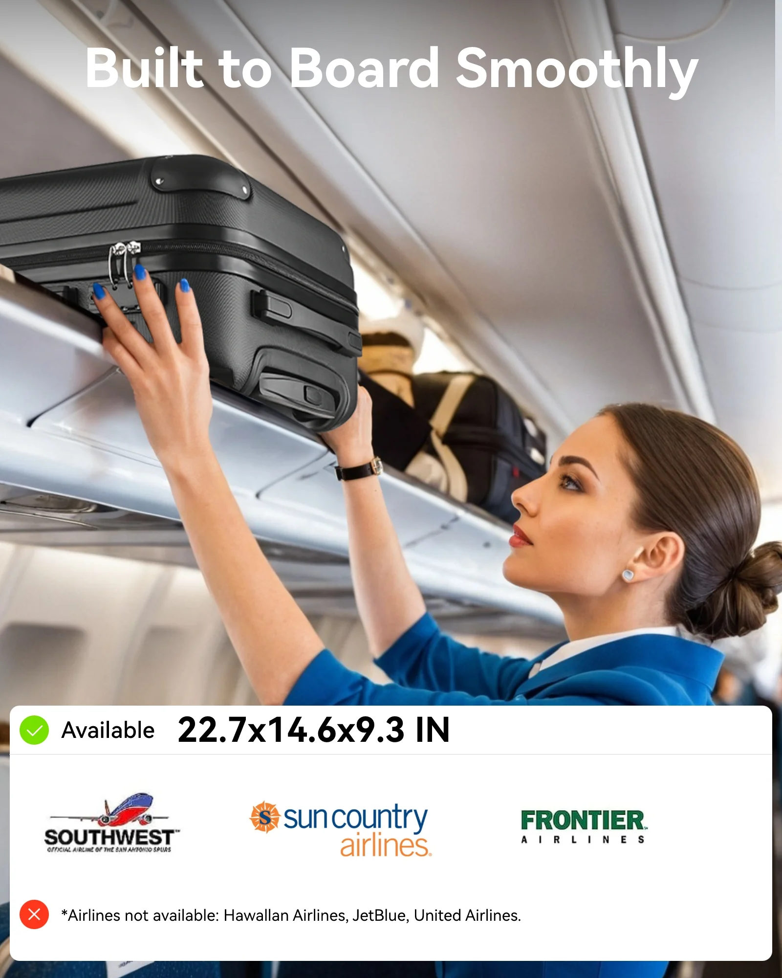 YOETEY Carry on Luggage for Airplane 20-inch - Hardside Luggage Lightweight for Adult Teen - Image 3