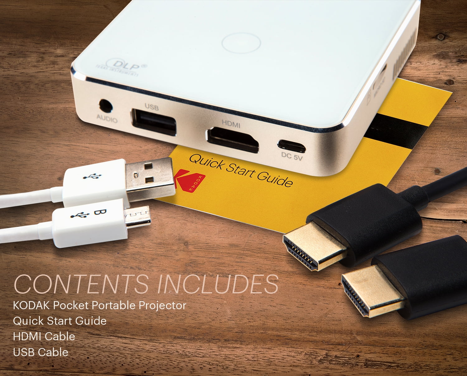 Kodak Ultra Mini Portable Projector - HD 1080p support LED DLP Rechargeable Pico Projector - 100" Display, Built-in Speaker - HDMI, USB and Micro SD - Compatible with iPhone iPad, Android Phones - Image 4