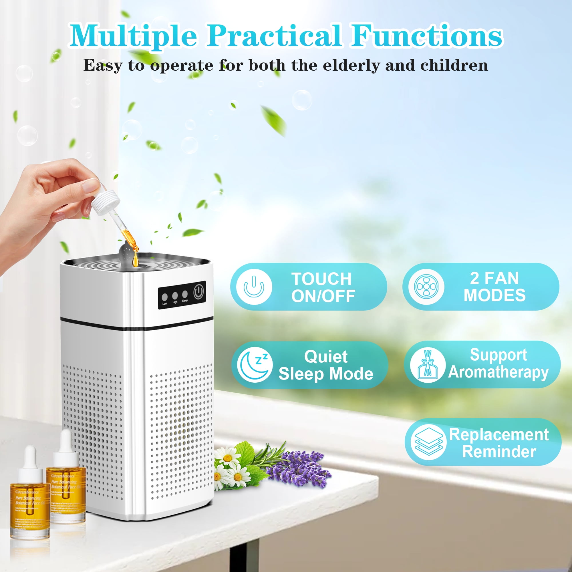 AIRFIRE Air Purifier, AP202 HEPA Air Purifiers for allergies & asthma, Wildfire, Pet Fur, Pollen, 1 PCS, White - Image 6