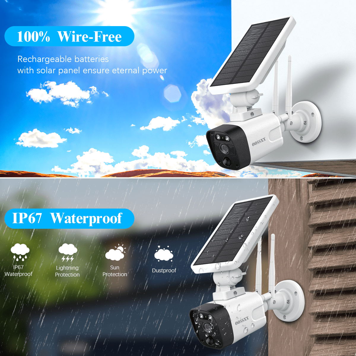 {4.0Megapixel & 100% Wire Free} 2-Way Audio Solar Security Camera Outdoor Wireless Solar Powered Wireless Camera with Rechargeable Battery, WiFi Home Surveillance Camera - Image 8
