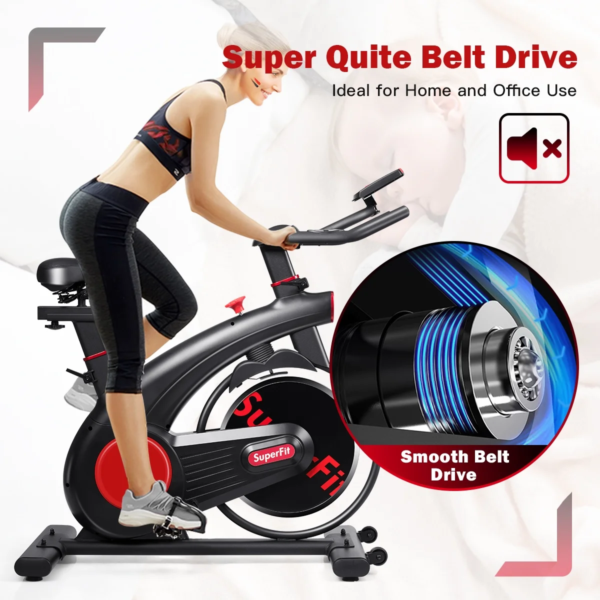 SuperFit Stationary Exercise Bike Silent Belt Drive Cycling Bike - Image 5