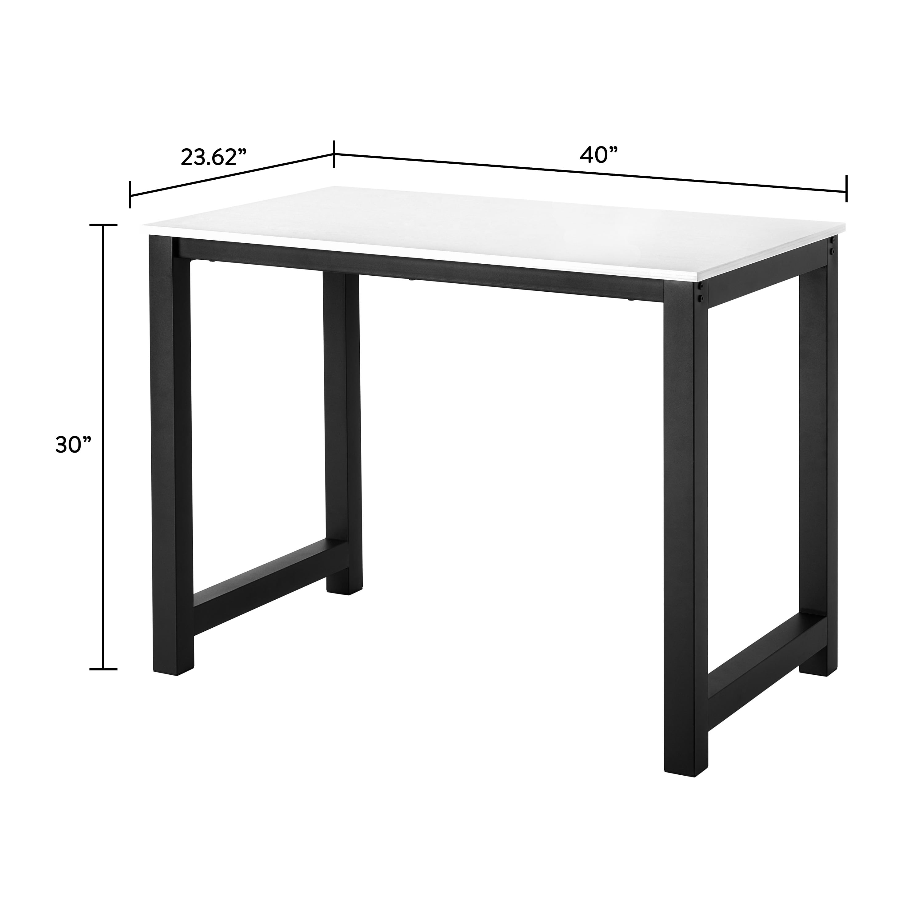 Mainstays 40" Wood & Metal Writing Desk, White Wood Grain with Black Frame - Image 2