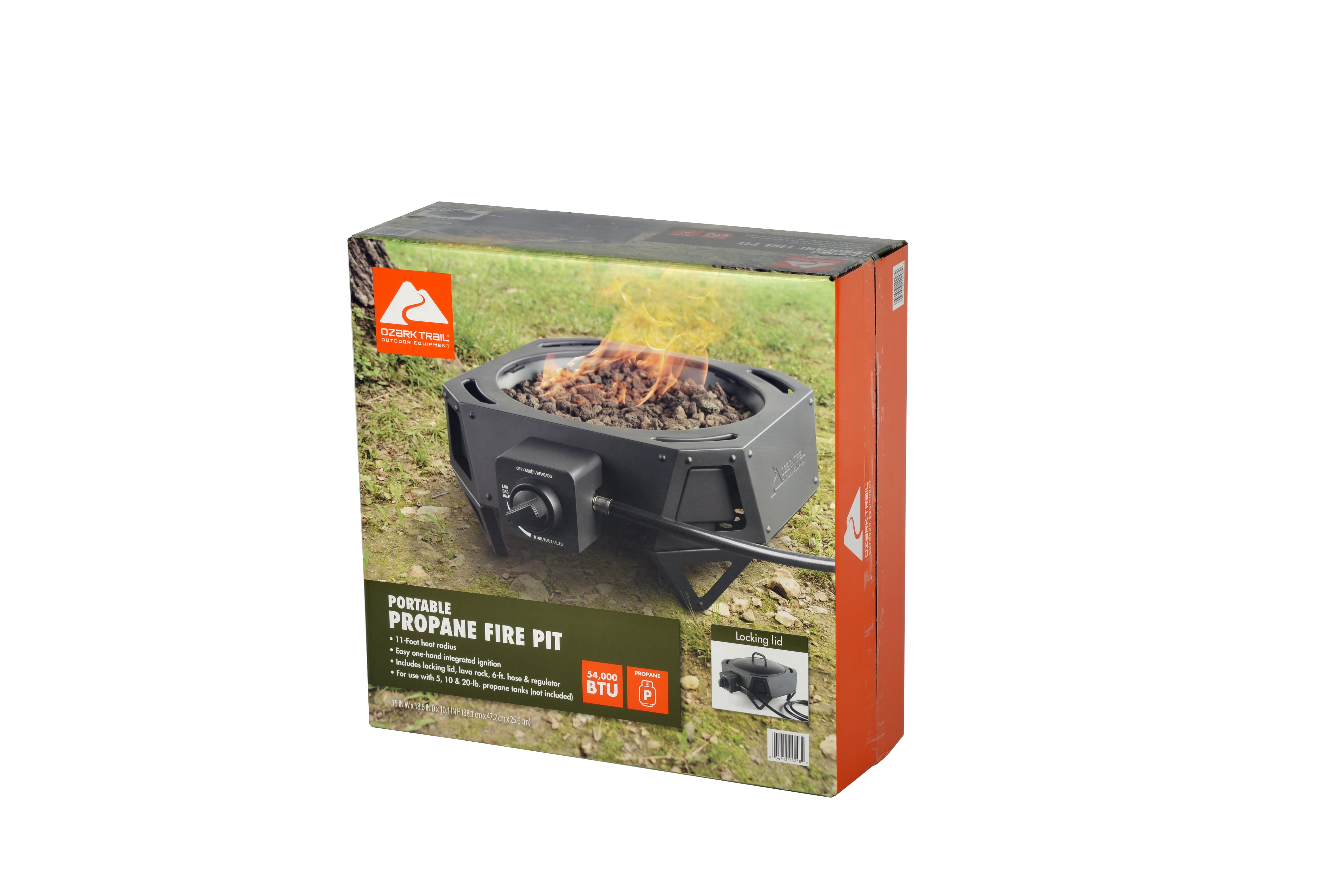 Ozark Trail 15" 54,000 BTU Propane Black Steel Portable Fire Pit with Locking Lid - Image 25