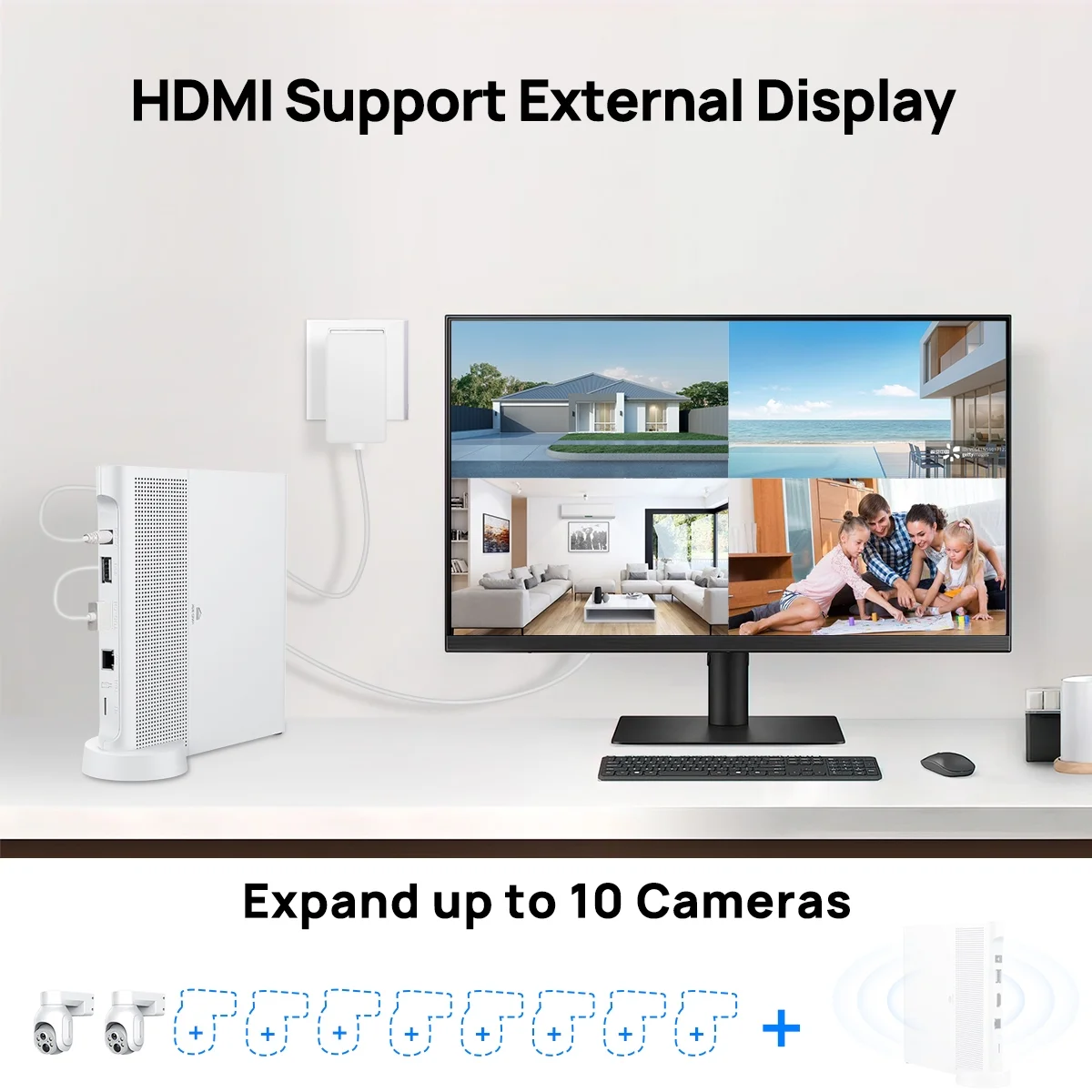 VIKVIZ WiFi PTZ IP Camera Kit HDD 4MP 10CH NVR System with Solar Panels, White, 2 Pack - Image 3