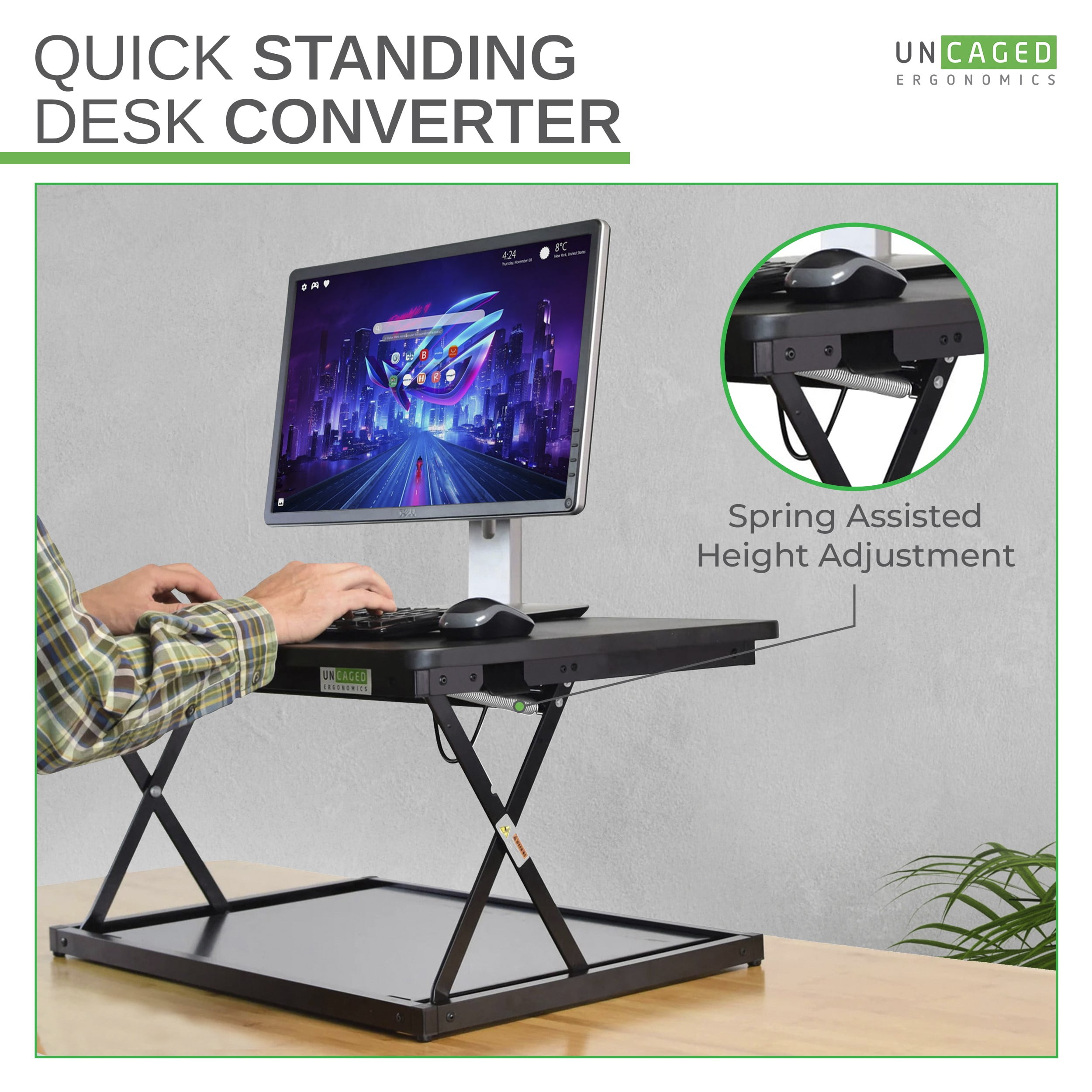 Mini Adjustable Standing Desk Converter – Portable Sit to Stand Desk Riser for Laptops and Monitors with 27.5"x19.5" Desktop Surface and 4 Height Settings - Image 4