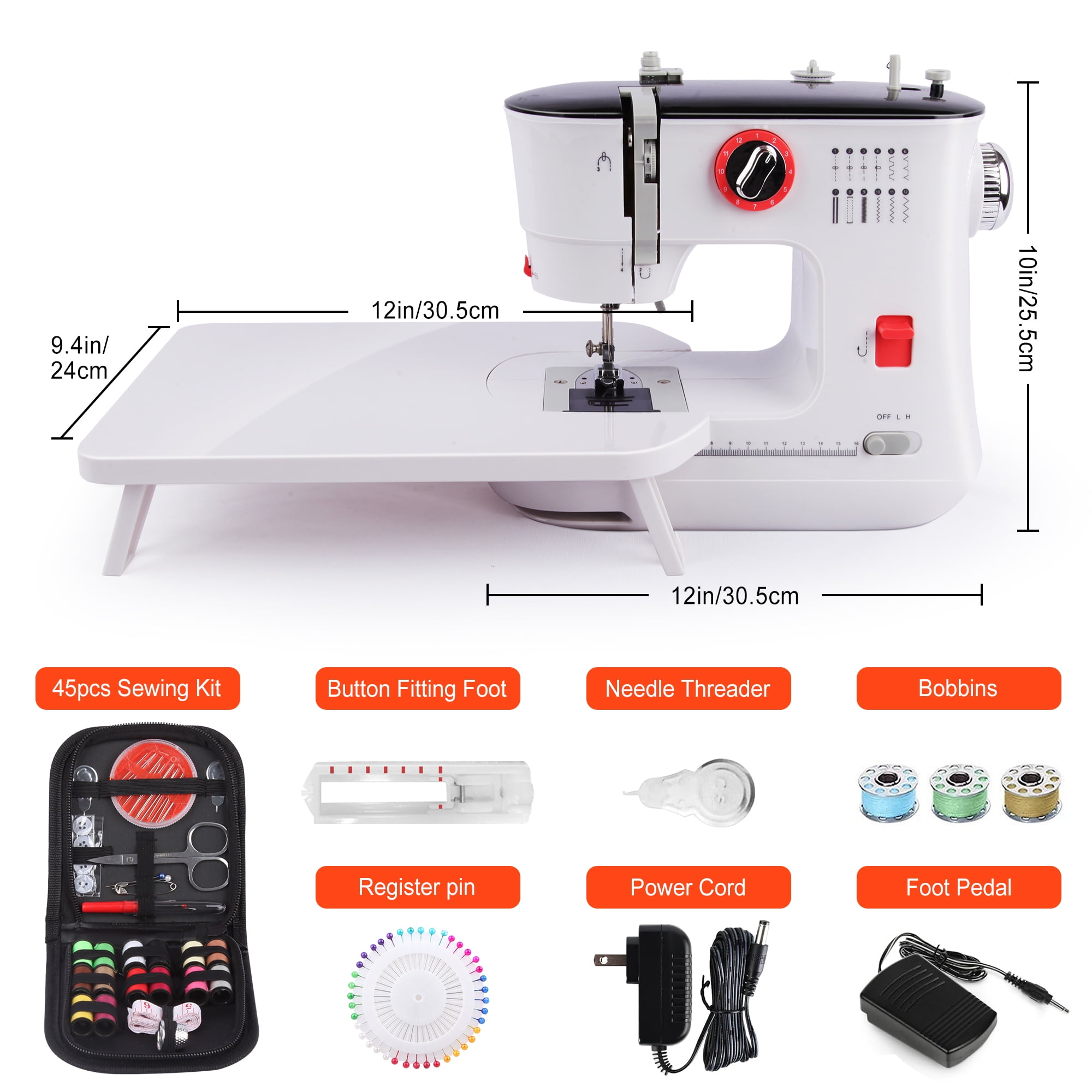 BCOOSS Sewing Machine for Beginners Electric Portable 12 Built-in Stitches with Extension Table - Image 5