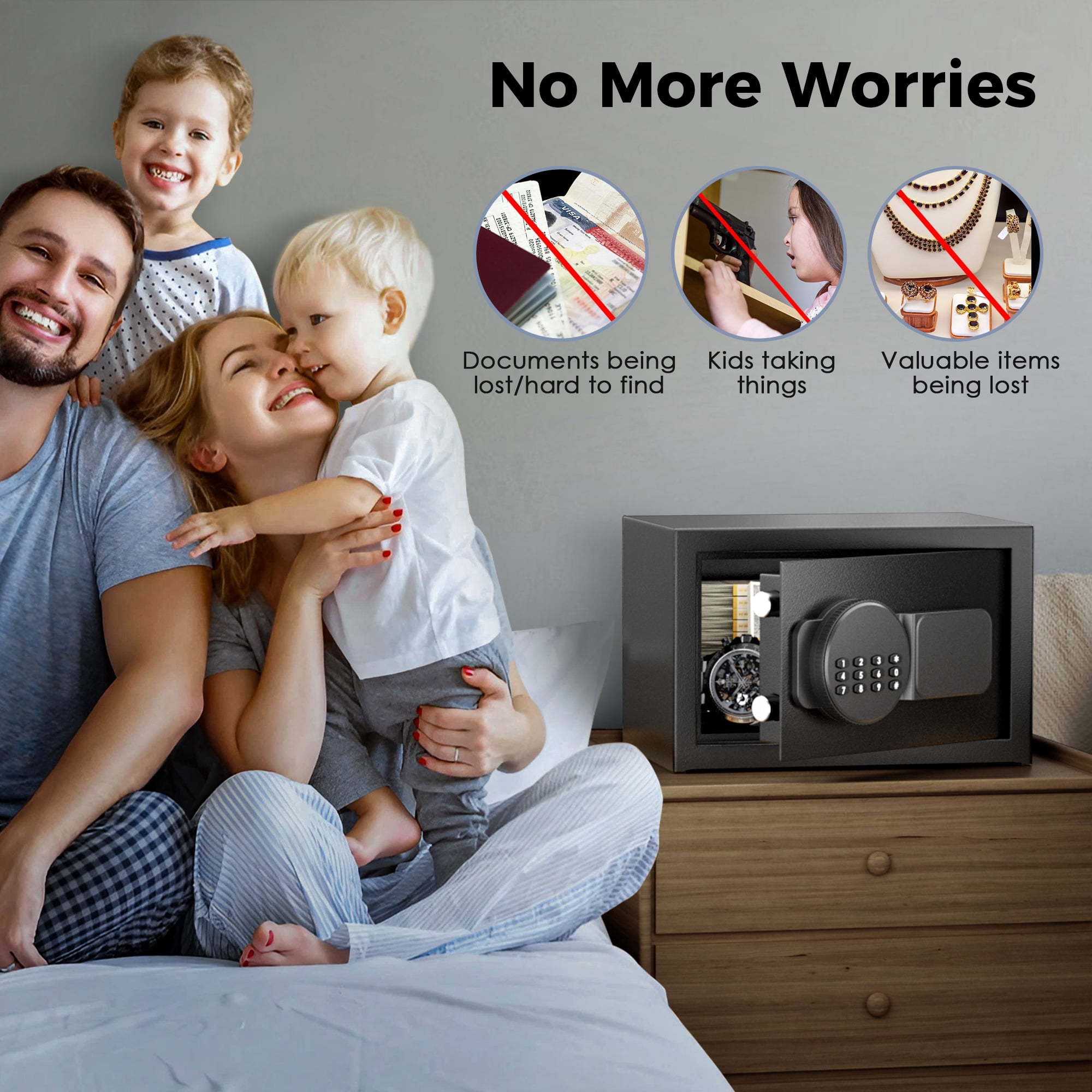 TELAM 0.65 Cu. ft Fireproof Safe with Digital Keypad Lock and Fireproof Bag, Small Safe Box LCD Screen Digital Cabinet Safes for Home Office Cash Jewelry File Black - Image 6