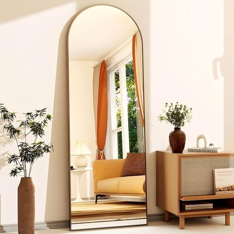 Anyrose 64"x 21.5" Arched Full Length Mirror Wall Mirror with Aluminum Alloy Frame,Black - Image 3