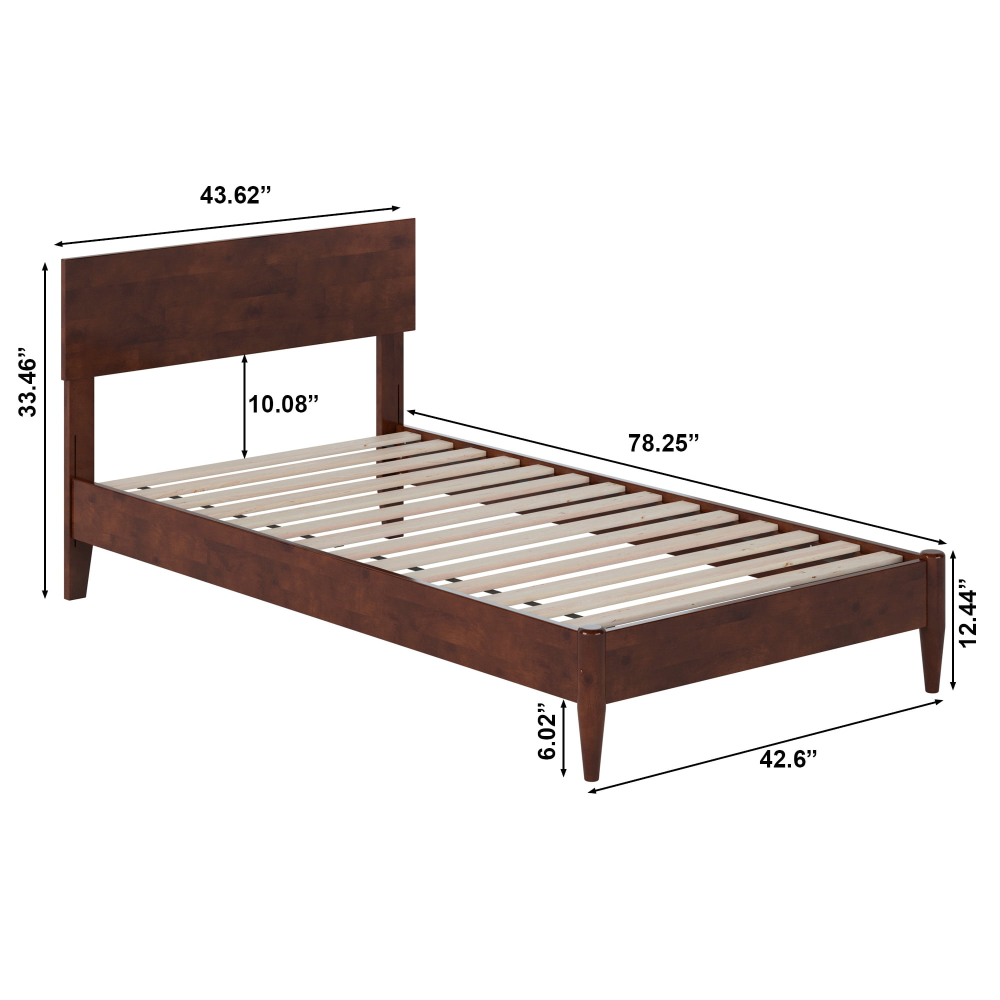 AFI Aria Twin Modern Solid Wood Low Profile Platform Bed, Walnut - Image 13