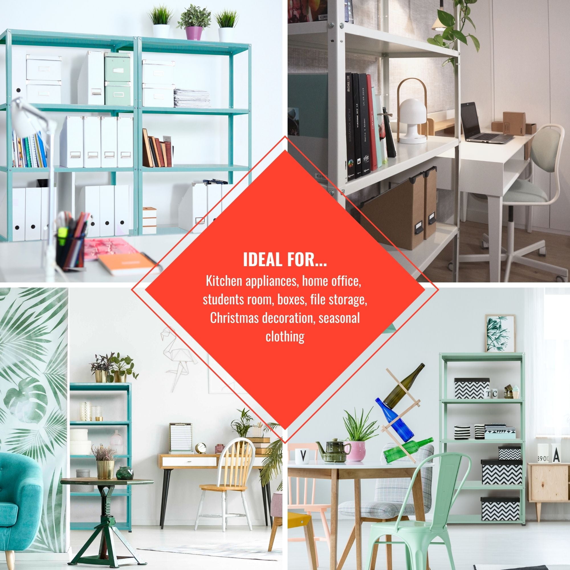 Ar Shelving 5-Tier Powder-Coated Metal Decorative Household Storage Shelving Unit Bookcase in Chick White (36 in. W x 69 in. H x 12 in. D) - Image 7