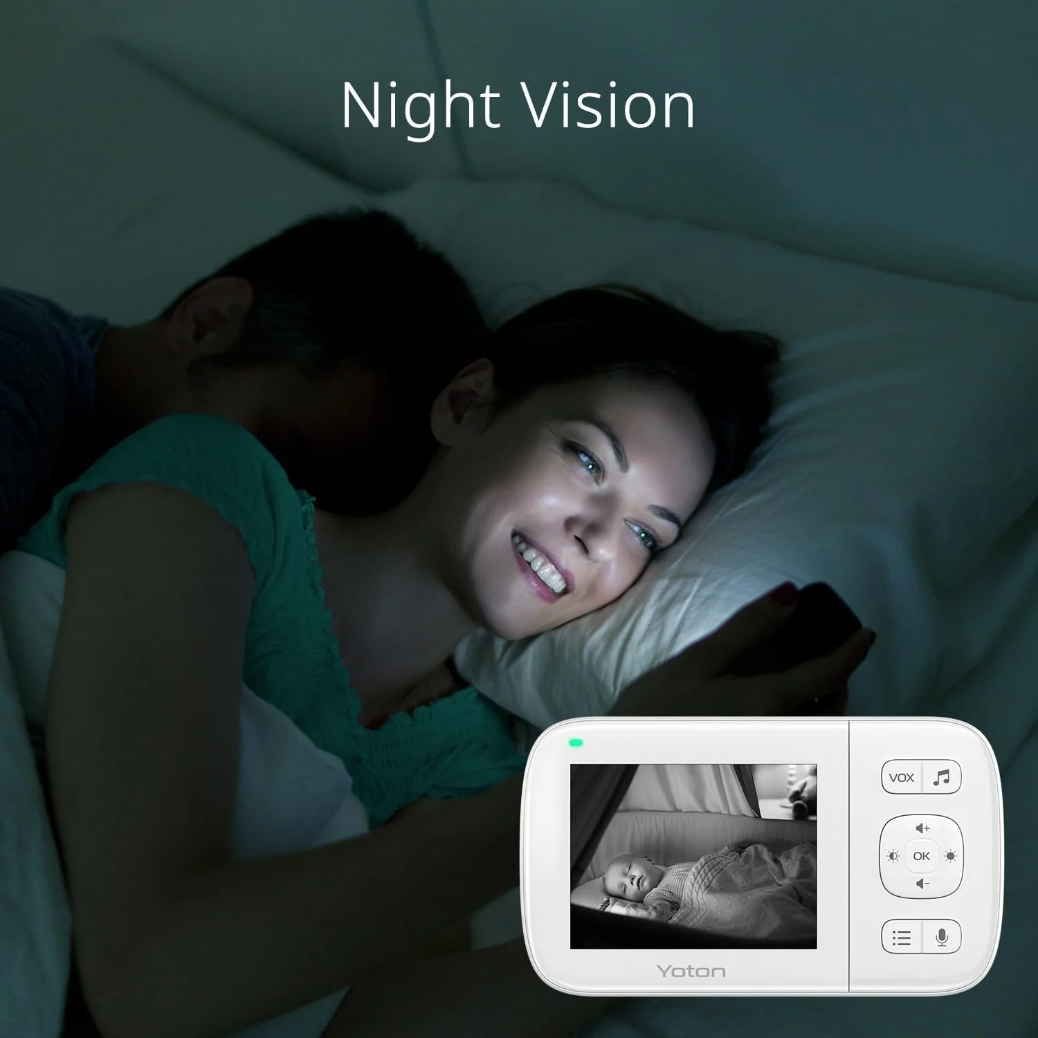 Yoton 3.5" Video Baby Monitor with Night Vision, Temperature Sensor, Two Way Talk, 2.4GHz Wireless - Image 5
