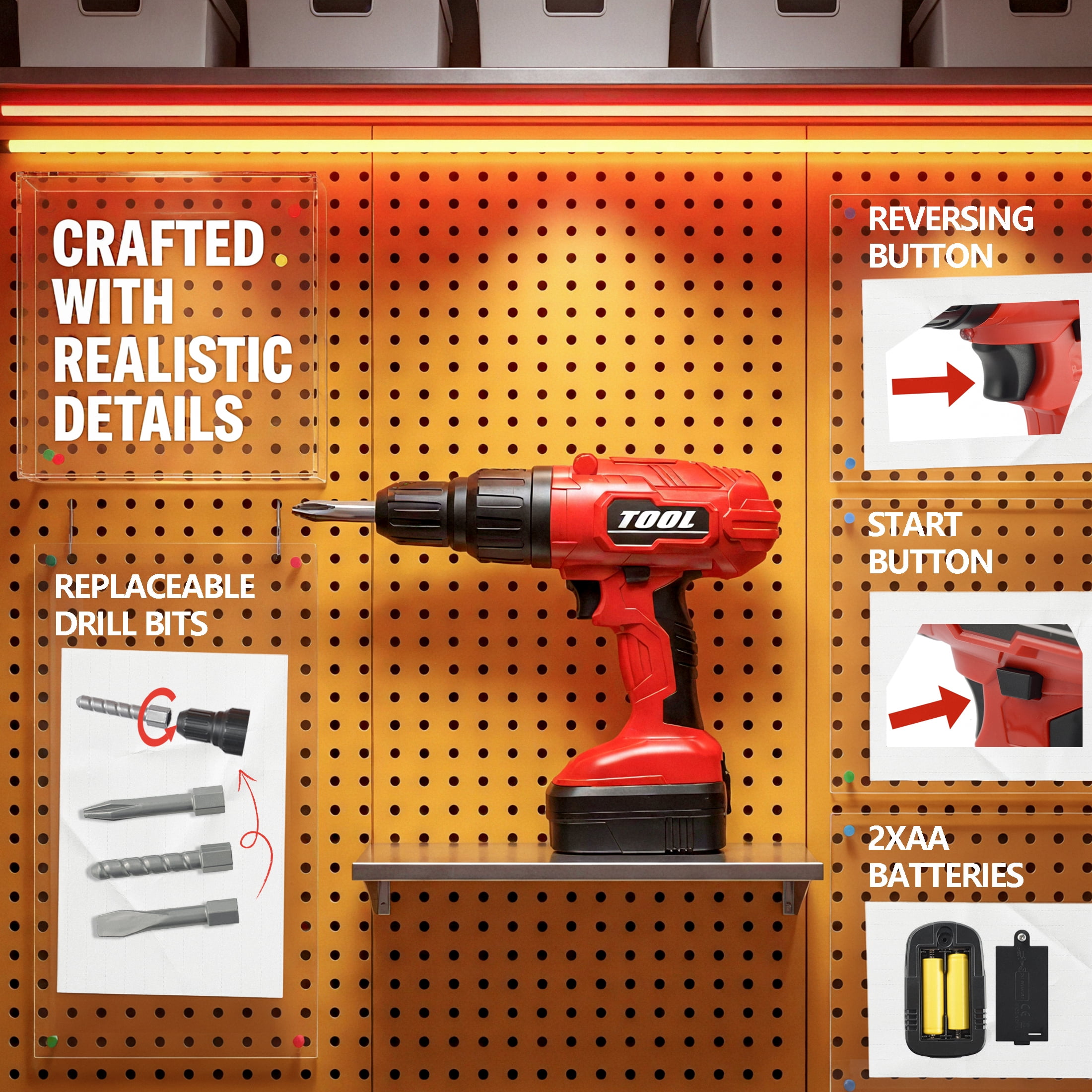 YCFUN 82-Piece Kids Workbench Set, Pretend Play Foldable Workshop with Electric Drill & Building Tools, Realistic Construction Toy for Toddlers Boys - Image 3