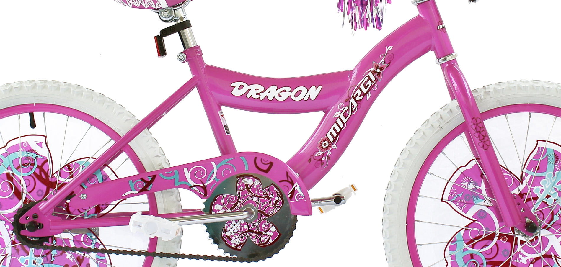 Wonder Wheels 20 In. Girl's BMX S-Type Frame Bicycle Coaster Brake One Piece Crank Pink Rims White Tire Kid's Bike – Pink - Image 5
