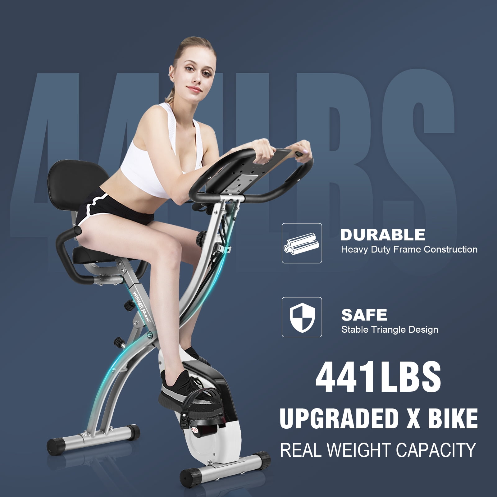 Wonder Maxi Exercise Bike Magnetic Fitness Cycle Folding Stationary Bike Indoor Home Use(White) - Image 7