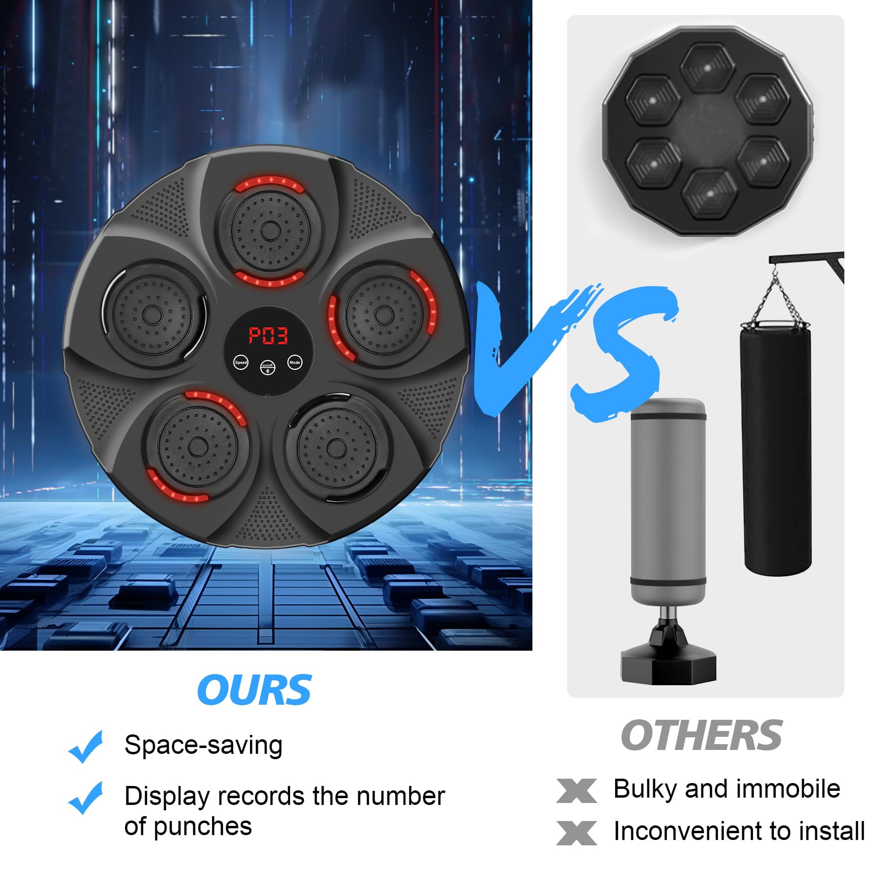 Music Boxing Machine with Boxing Gloves, Smart Bluetooth Boxing Equipment, Wall Mounted Target Training Punching Boxing Machine for Adults, Kids, Home, Indoor, Workout and Gym - Image 10