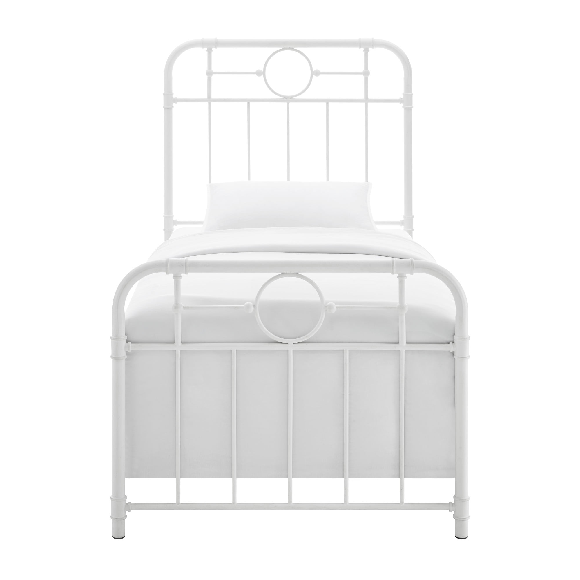 Walker Edison Vintage Industrial Twin Metal Bed Frame, White - Image 3