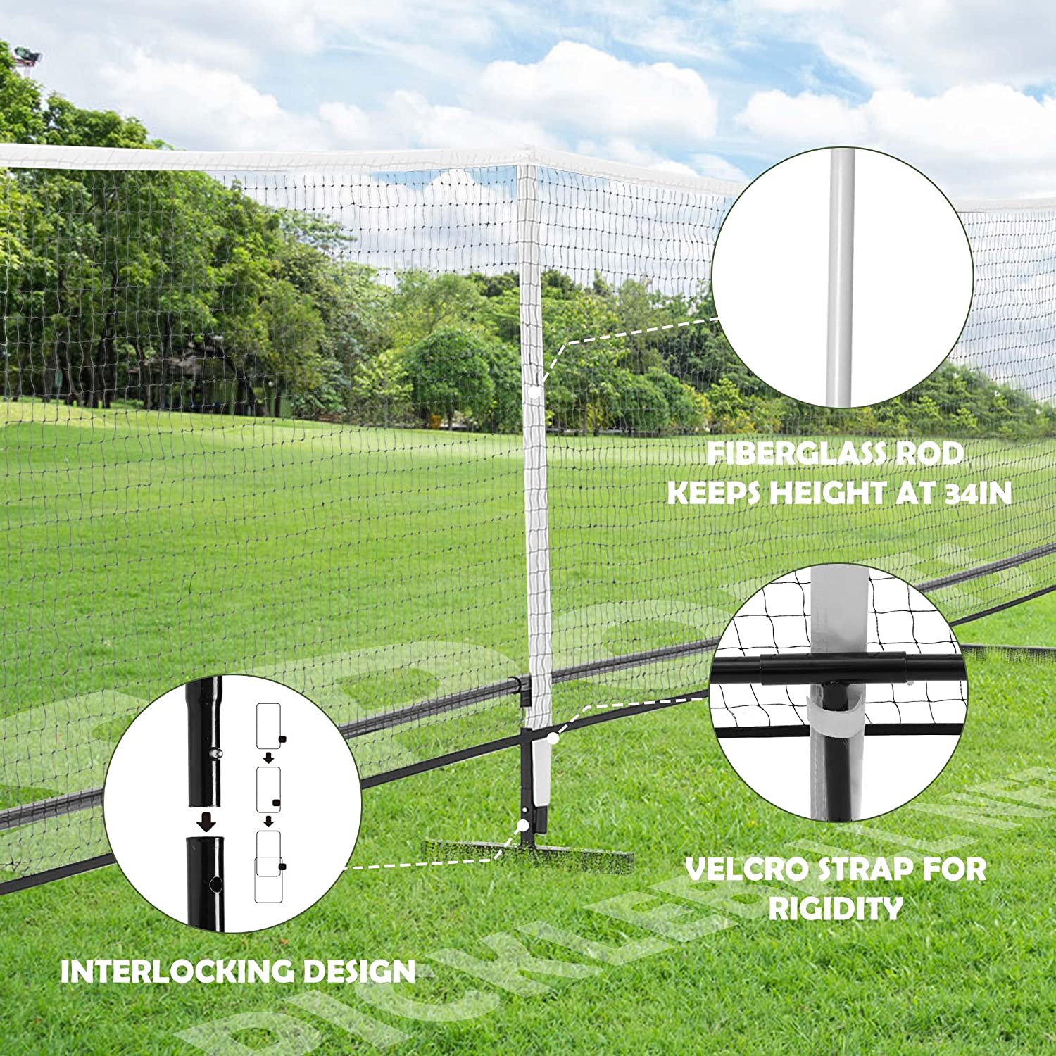 Wossspt Pickleball Nets Portable Outdoor, 22 FT Pickleball Net USAPA Regulation Size, Pickle Ball Game Net System with Carrying Bag for Driveway Backyards - Image 5