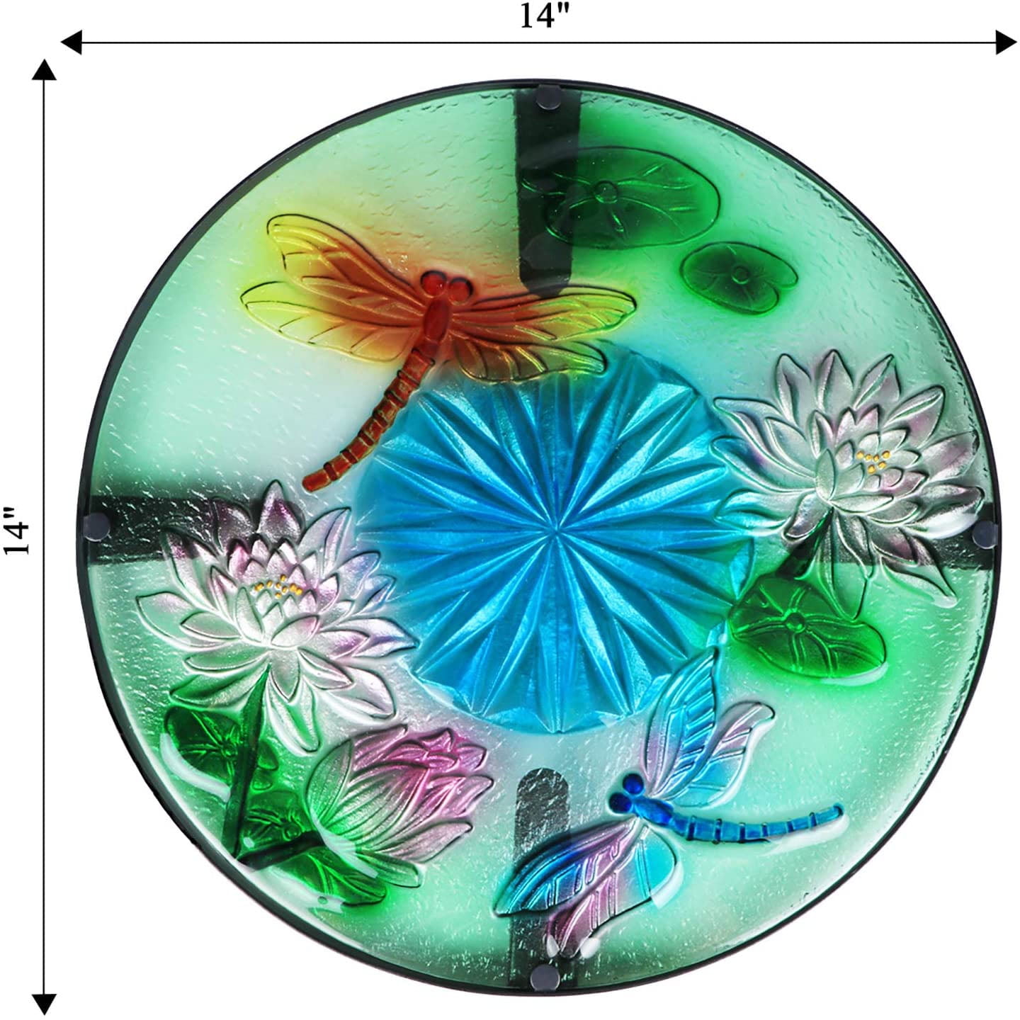 Wonder Garden Outdoor Side Table for Garden, Indoor Small Accent Coffee Table Plant Stand Round Glass Table for Balcony, Lawn, Patio, Dragonfly - Image 5