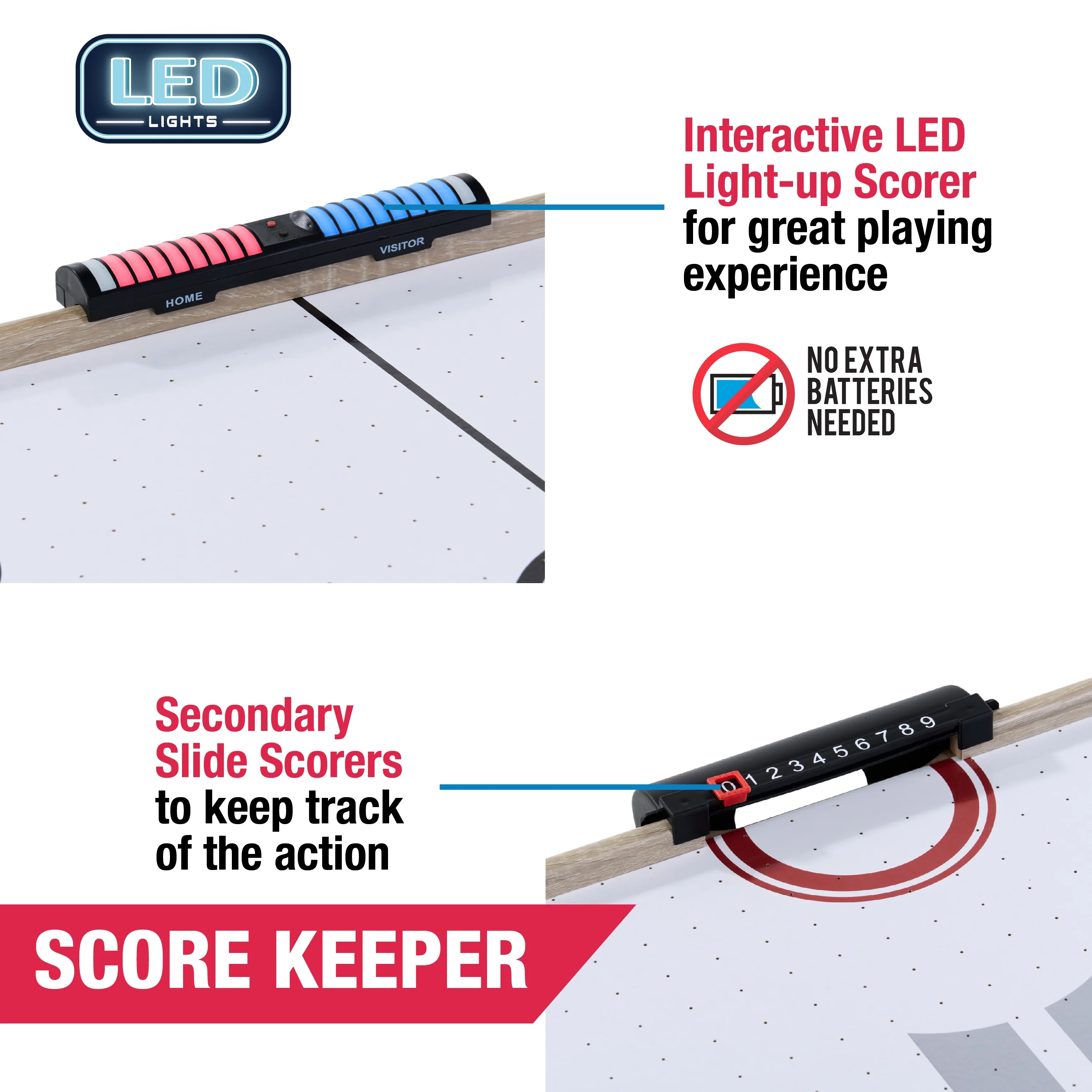 48" Air Hockey Table Set with LED Scorer, by MD Sports - Image 3
