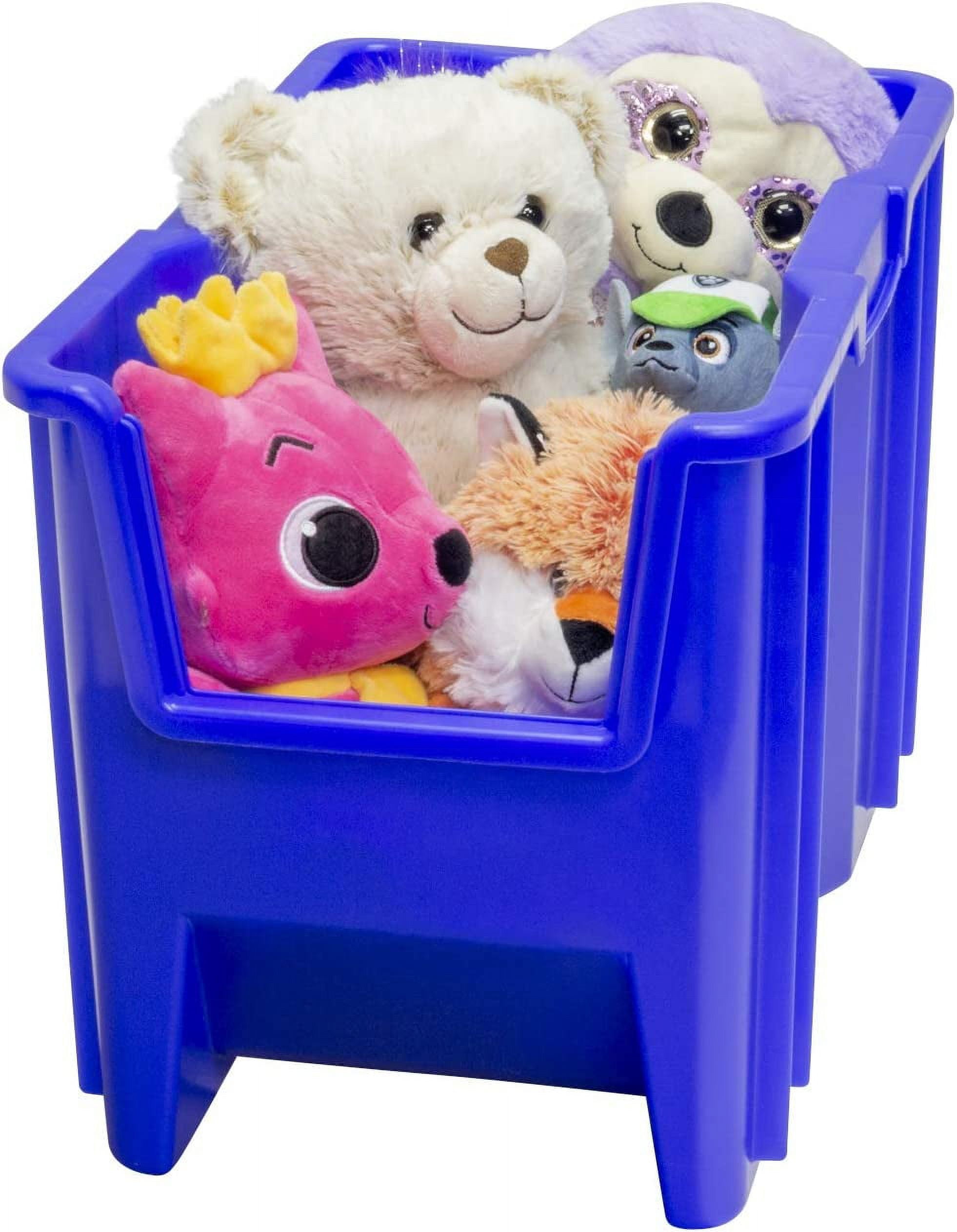 Akro-Mils Stak-N-Store 13014 Large Storage Bins Stackable Heavy Duty Containers, 17.5"x11"x12.5", Blue, 4-Pack - Image 5