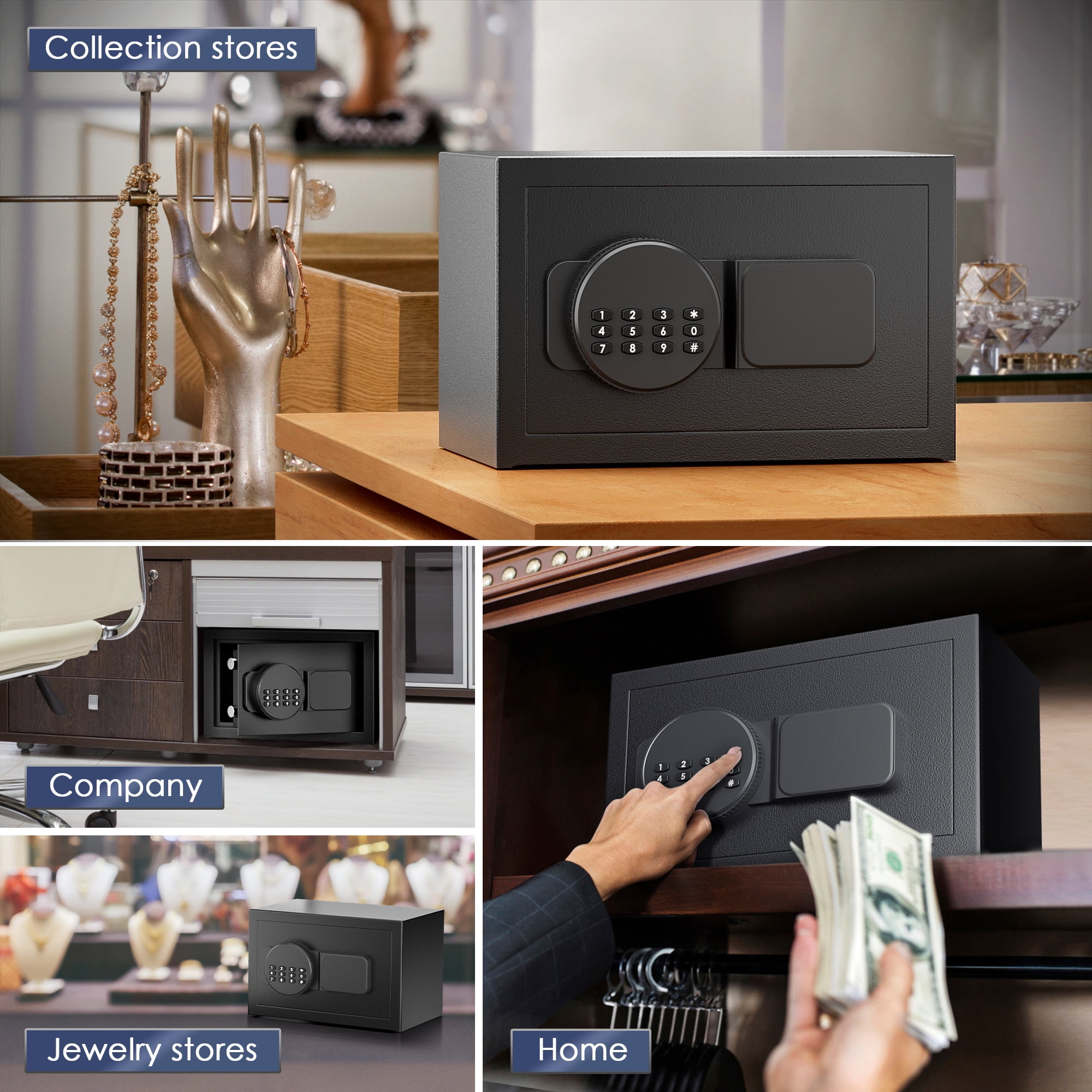 TELAM 0.65 Cu. ft Fireproof Safe with Digital Keypad Lock and Fireproof Bag, Small Safe Box LCD Screen Digital Cabinet Safes for Home Office Cash Jewelry File Black - Image 7