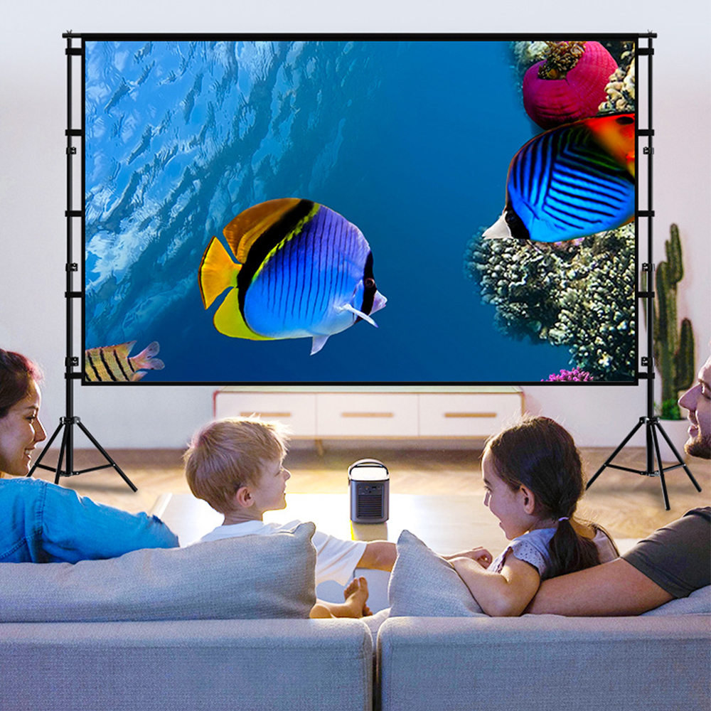 120 Inch Projector Screen with Stand Foldable Portable Movie Screen,HD 4K Double Sided Indoor Outdoor for Home Theater - Image 5
