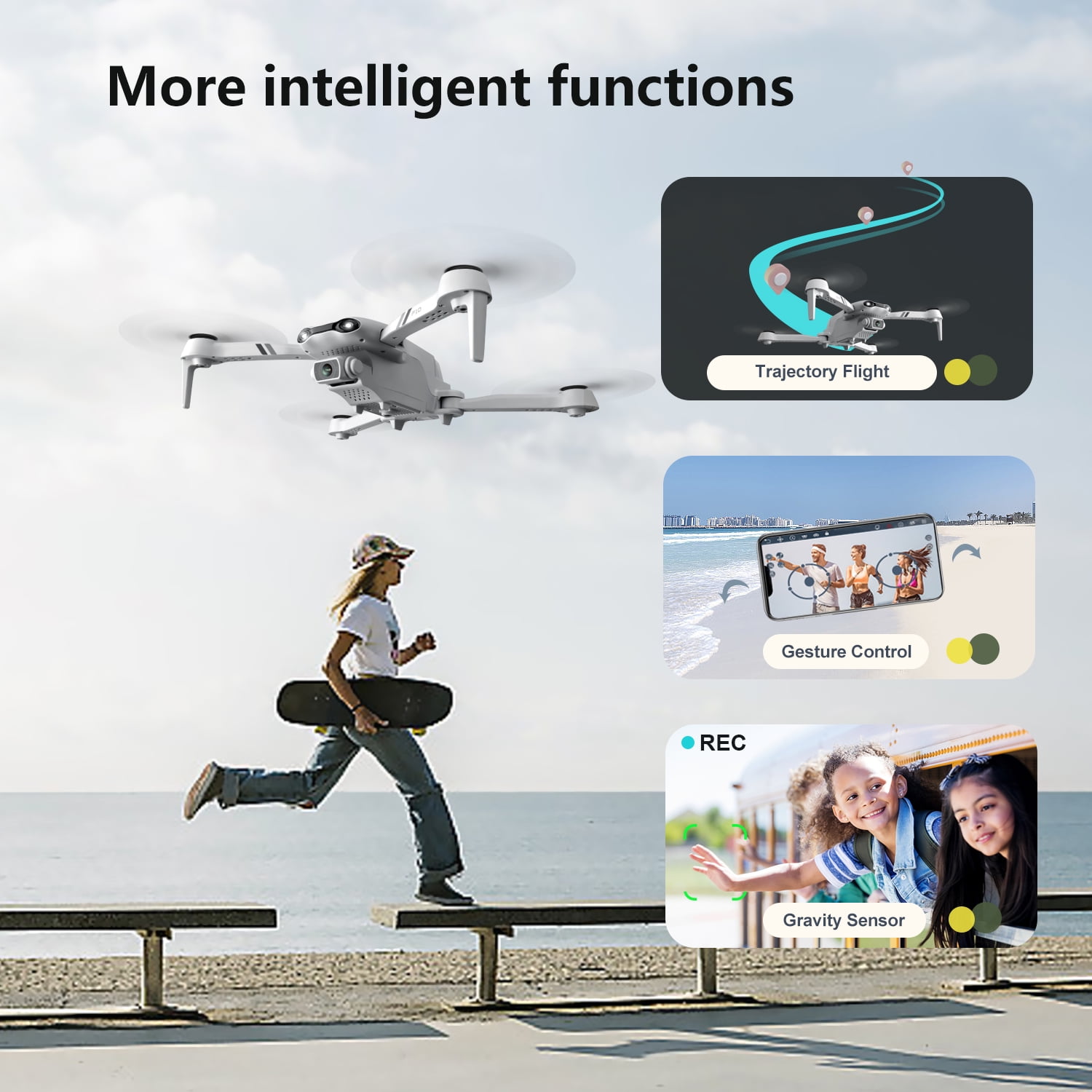 4DRC F10-1080P Wifi FPV Drone with 1080P HD Camera, Headless Mode/3D Flips, RC Quadcopter for Beginners Silver white - Image 8
