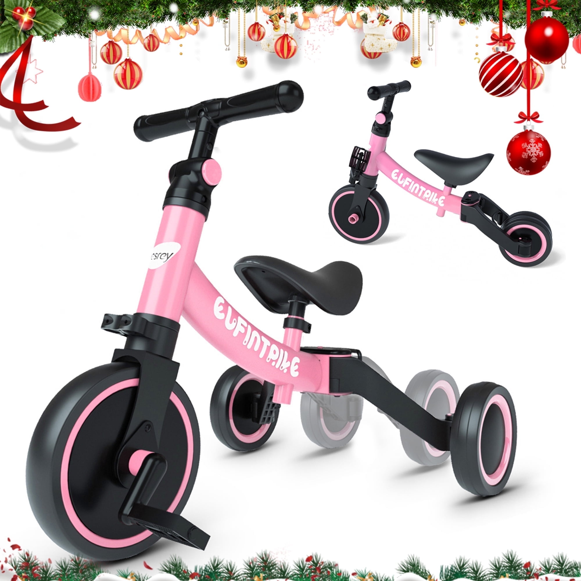 Besrey 5 in 1 Toddler Tricycle for 1 - 5 Years Old Boys and Girls,Kids Balance Bicycles Child Trike,Pink - Image 4