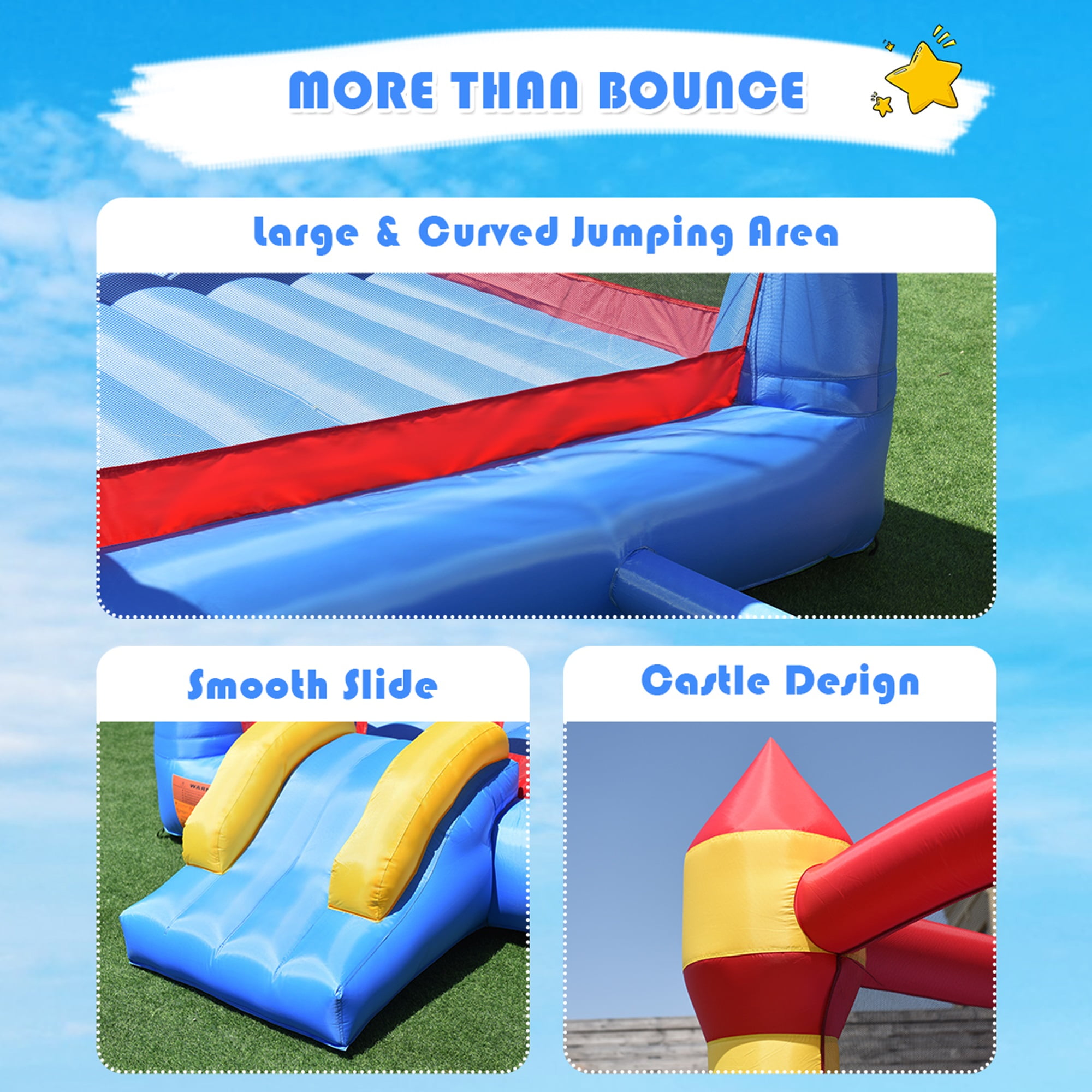 Costway Kid Inflatable Bounce House Castle Moonwalk Playhouse Jumper Slide - Image 7