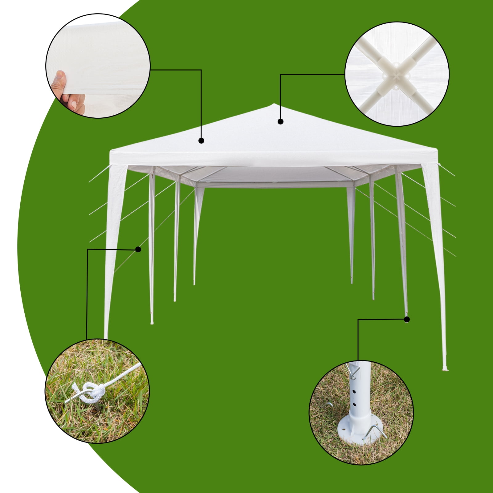 UBesGoo 10'x30' Canopy Tent w/ No Side Gazebo Canopy Outdoor Party Wedding Tent White - Image 4