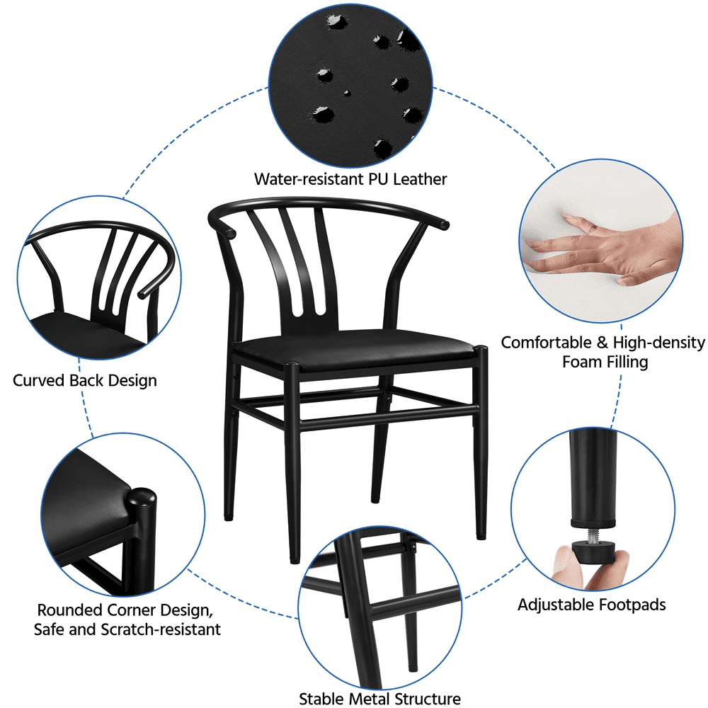 Alden Design Dining Chair, Set of 2, Black - Image 6