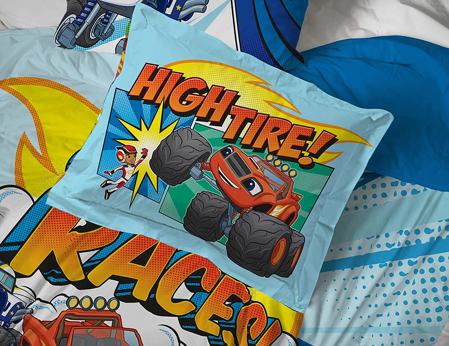 Blaze and the Monster Machines 5 Piece Twin Size Kids Bed Set with Shams - Image 3