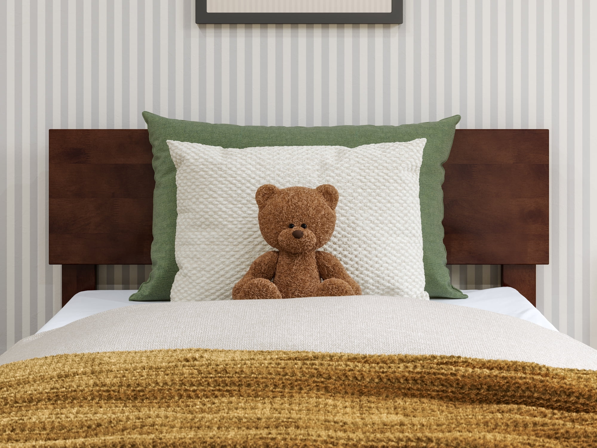 AFI Aria Twin Modern Solid Wood Low Profile Platform Bed, Walnut - Image 14