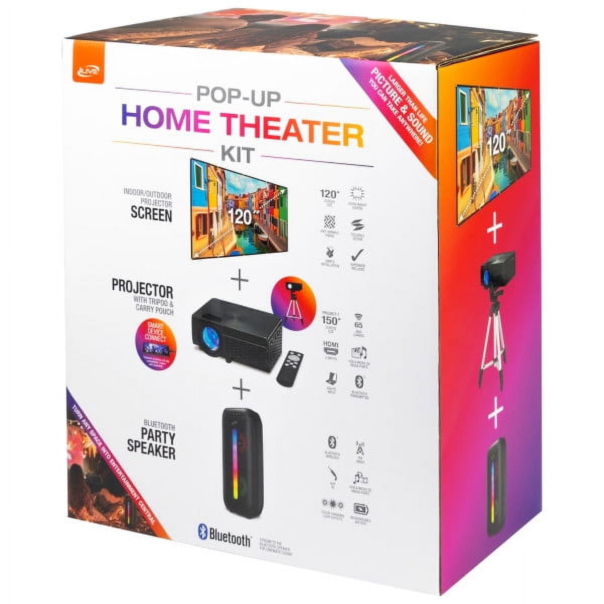 iLive Cinema Pop-up Movie Theater Kit, THE2023BDL, Black - Image 10