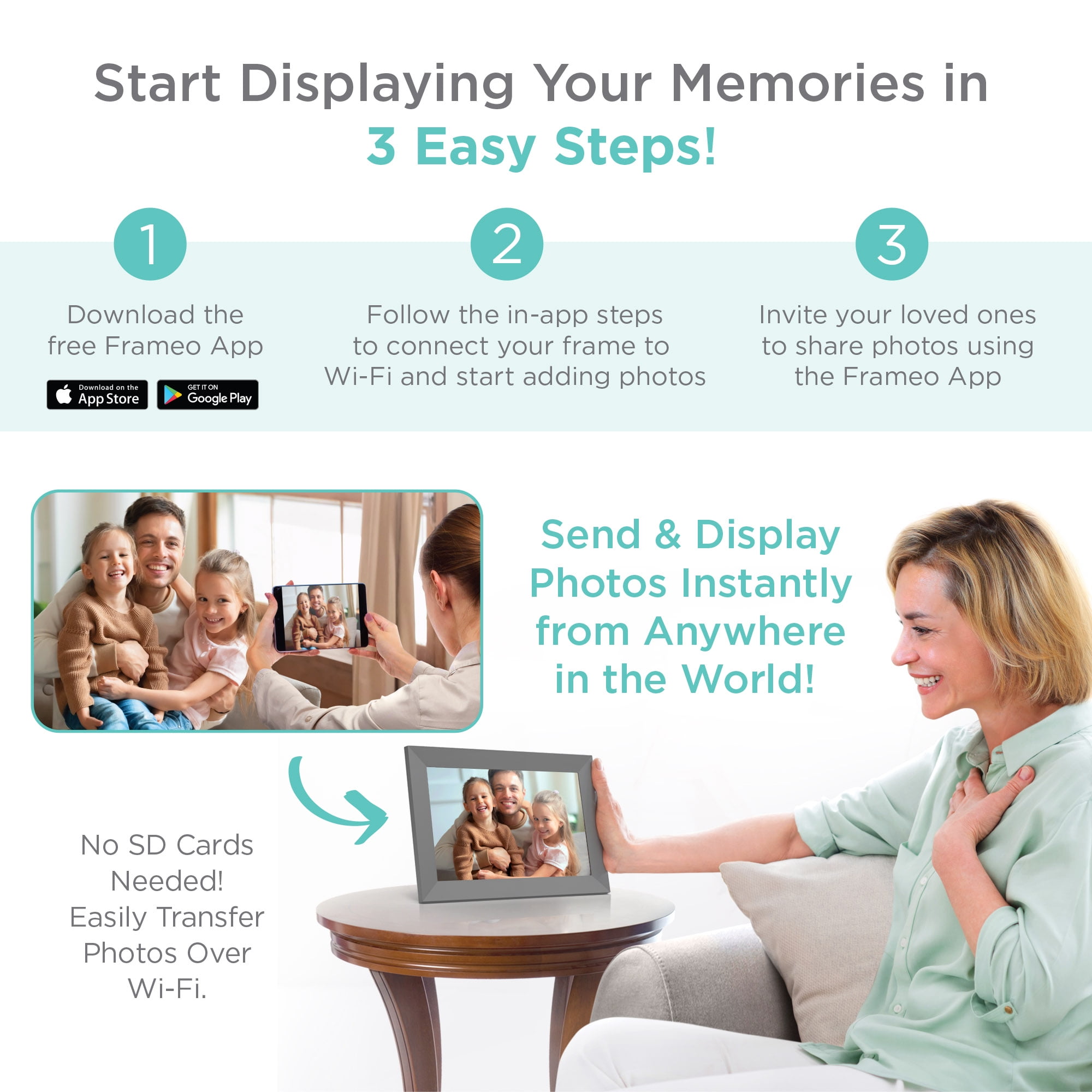 iHome 10" SmartShare Wi-Fi Digital Picture Frame With 16GB Memory, Gunmetal - Image 8