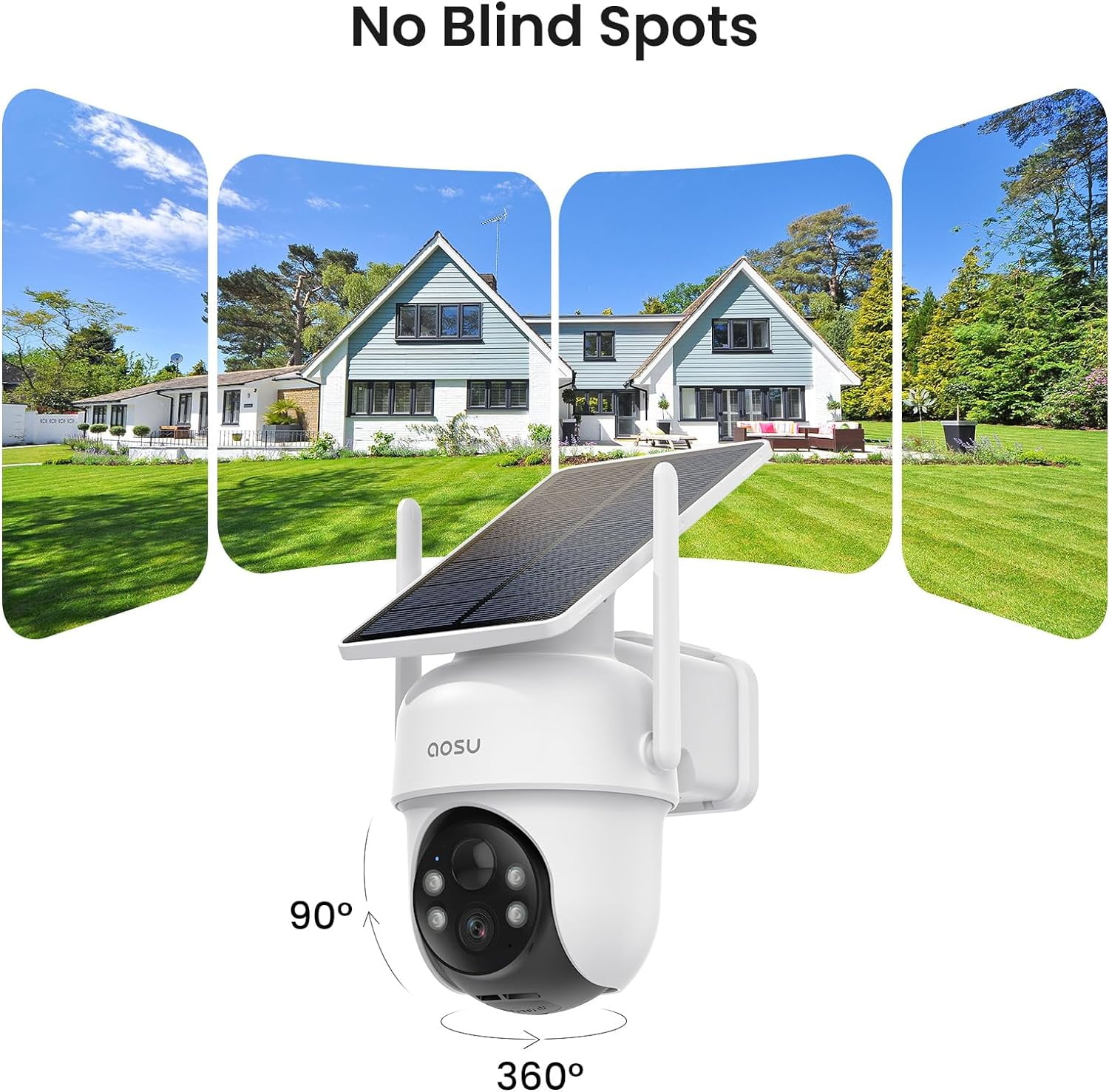 AOSU 2K/3MP Home Security Camera System, Solar Powered 2 Cam-Kit with Spotlight & AOSU Station, 360° View, No Monthly Fee, Auto Tracking, Color Night Vision, Easy Setup, 5GHz & 2.4GHz Wi-Fi - Image 8