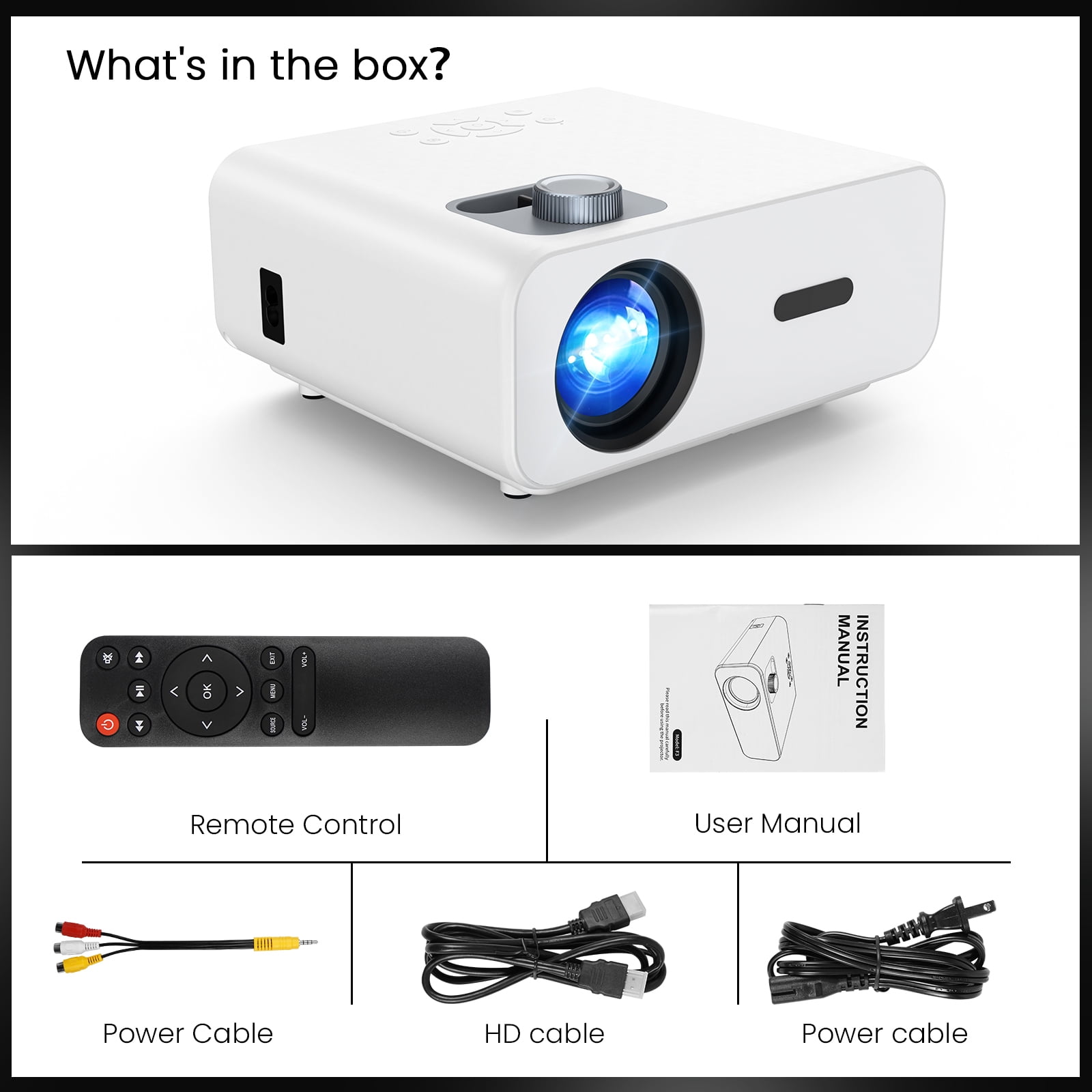 HONPOW Projector, Native 1080P Full HD Bluetooth Projector, 11000 Lumens Mini Portable Outdoor Indoor Movie Projector Compatible with Laptop, Smartphone, TV Stick, Xbox, PS5 - Image 5